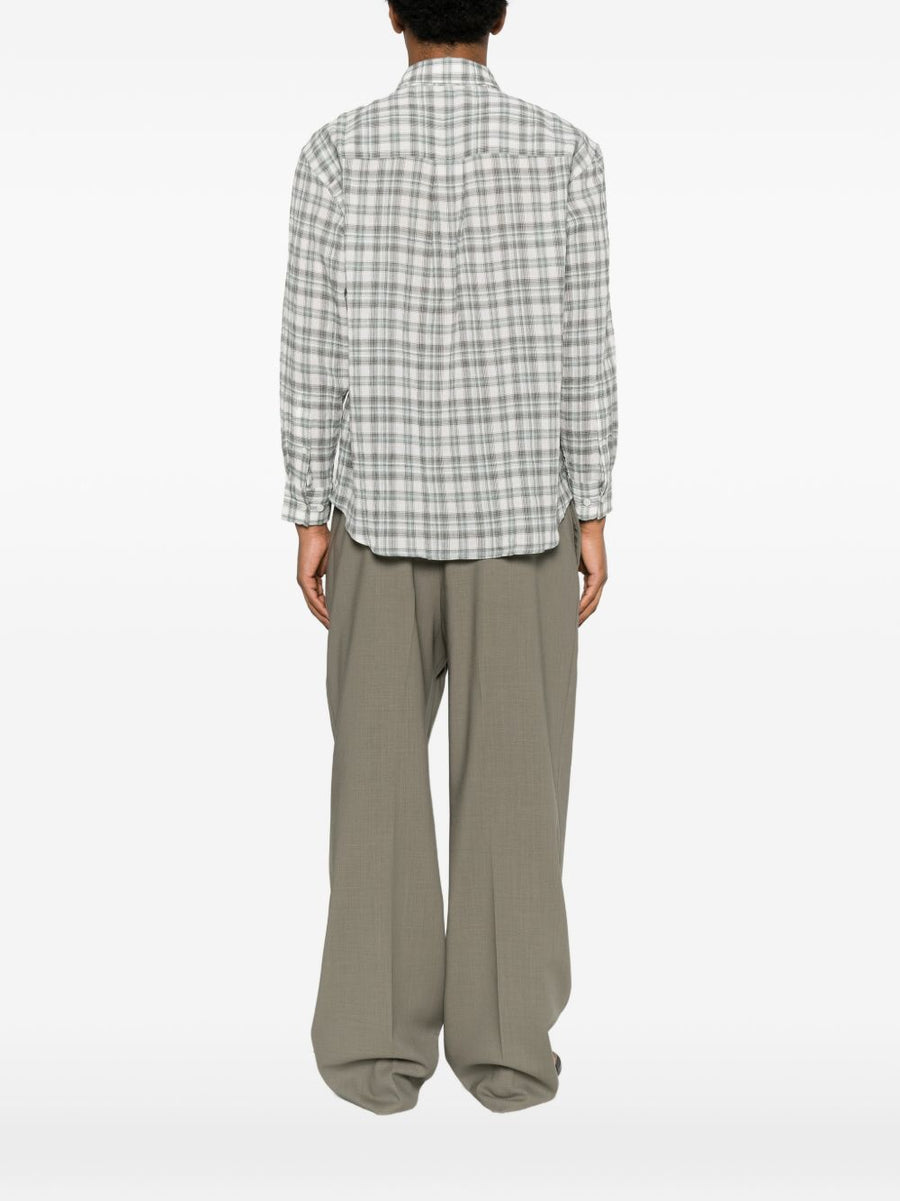 Dunst Women's Cotton Shirt Green Check Button Down Breathable Everyday Style Top