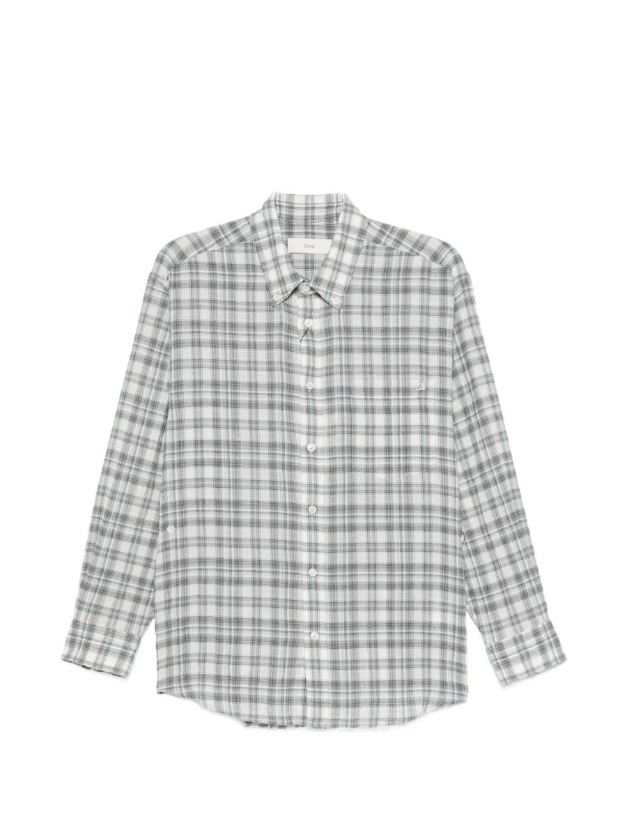 Dunst Women's Cotton Shirt Green Check Button Down Breathable Everyday Style Top