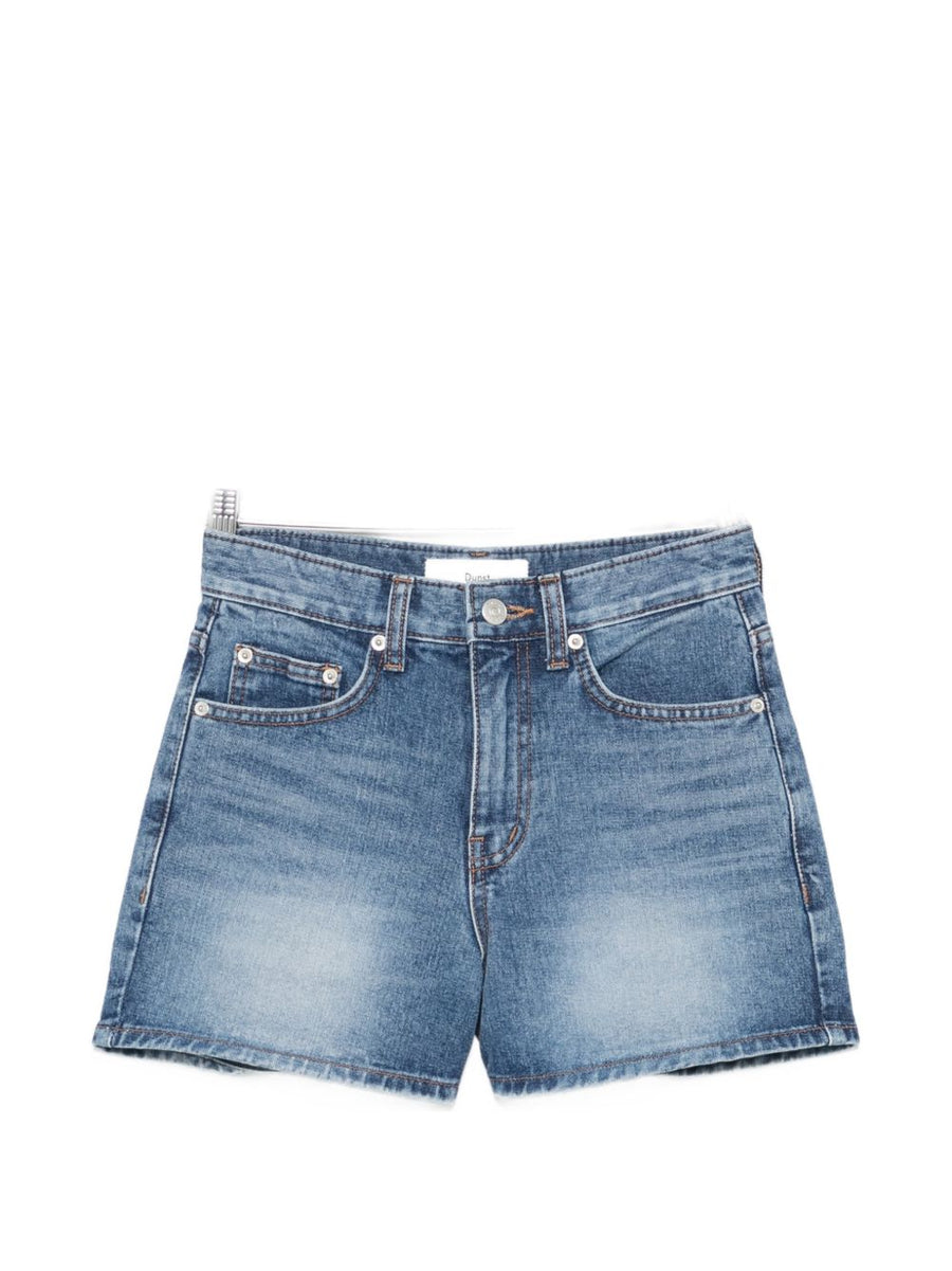 Dunst Navy Cotton Denim Short Trousers For Women With Classic Five Pocket Design