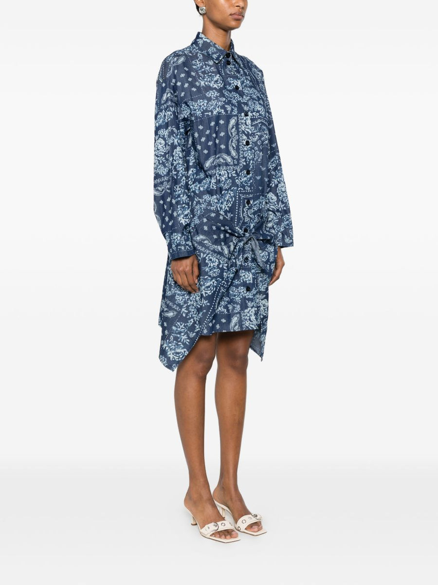Emporio Armani Navy Cotton Chemisier Dress For Women Breathable 100 Percent Cotton Front Button Classic Collar
