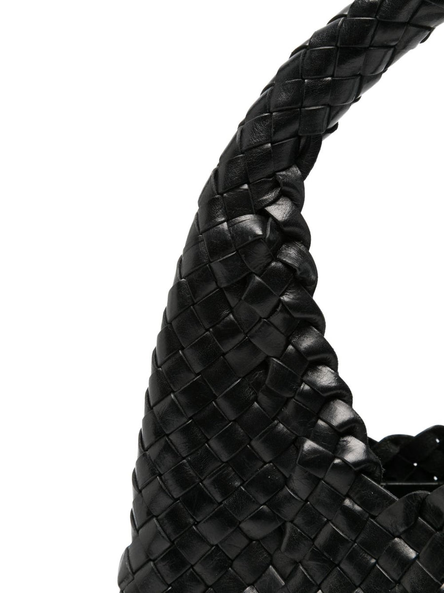 Manebí Halfmoon Leather Handbag For Women Calf Leather With Woven Texture Open Top Everyday Luxury