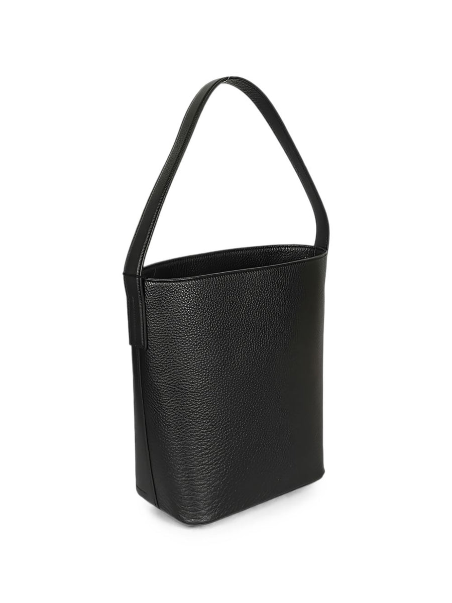 Mizuiro Black Leather Handbag With Magnetic Closure And Internal Pocket For Women Everyday Use