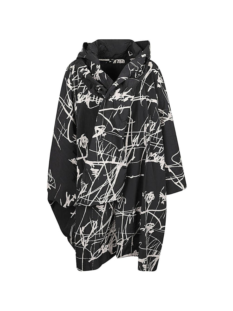 MOYURU Cape Jacket Hooded Black For Women Stylish Versatile Statement Piece Outerwear