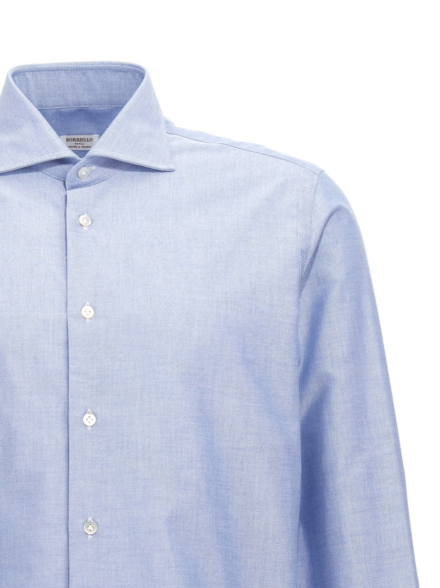 Borriello Marechiaro Oxford Shirt For Men, Light Blue, Premium 100% Cotton, True To Size Collar Fit, Versatile Everyday