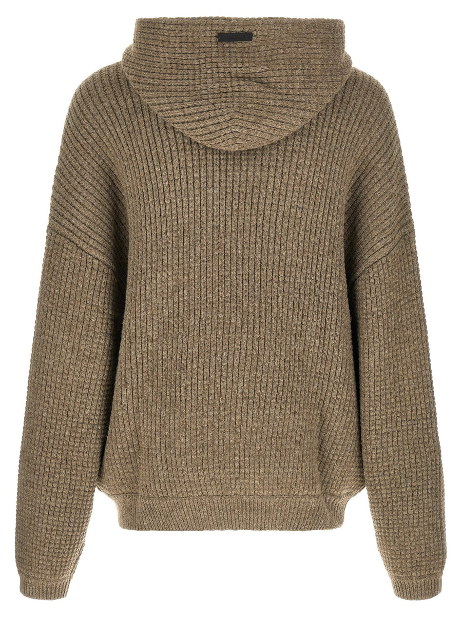 Fear Of God Essential 90s Hoodie Heavyweight Waffle Knit For Men Oversized Streetwear