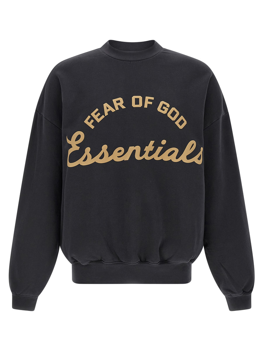 Fear Of God Essential Training 90s Sweatshirt for Men Oversized Black 100 Percent Cotton Crew Neck Logo