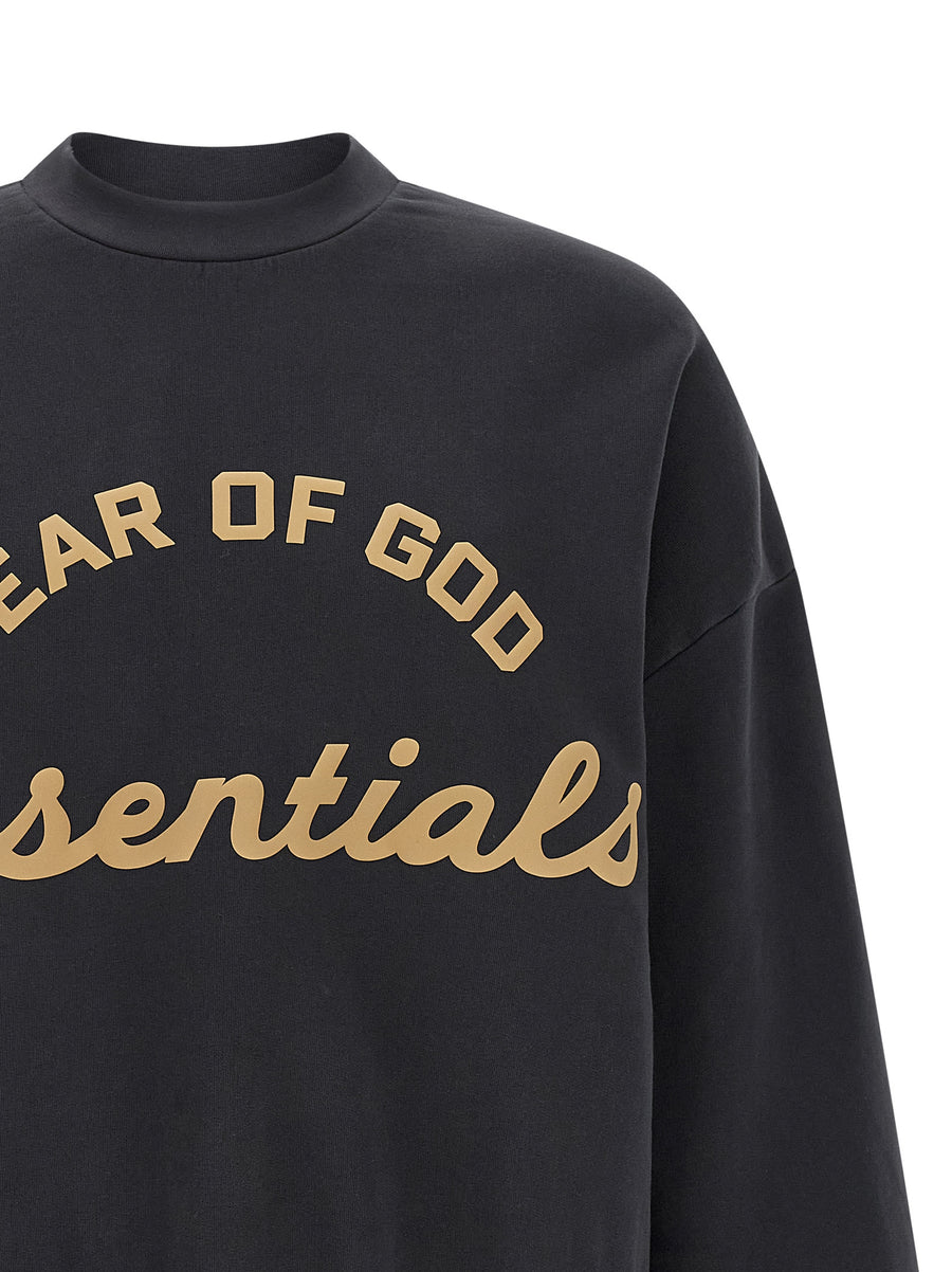 Fear Of God Essential Training 90s Sweatshirt for Men Oversized Black 100 Percent Cotton Crew Neck Logo