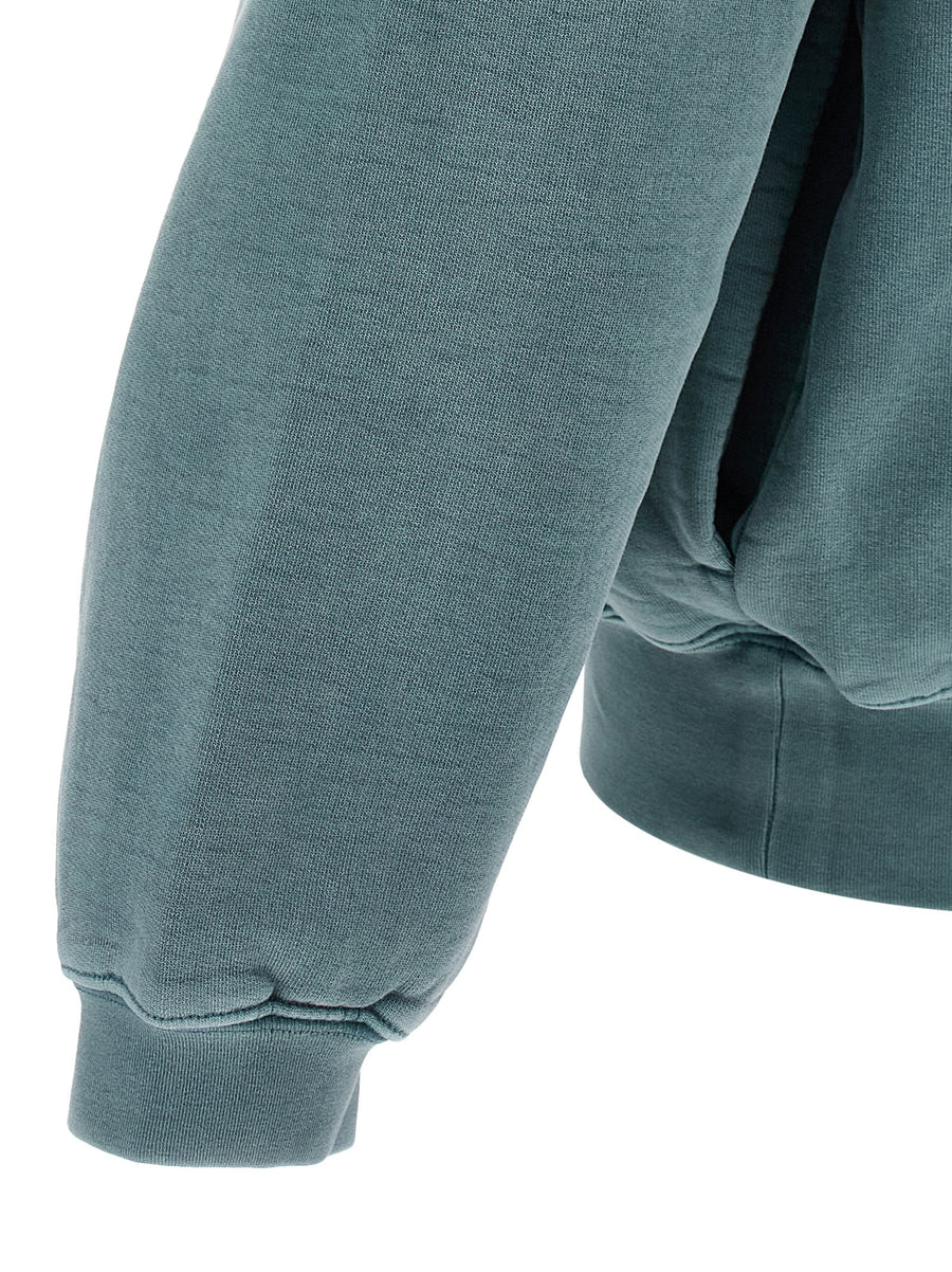 Fear Of God Essential Campus 90s Sweatshirt For Men Light Blue Cotton Oversized Crewneck With Front Logo