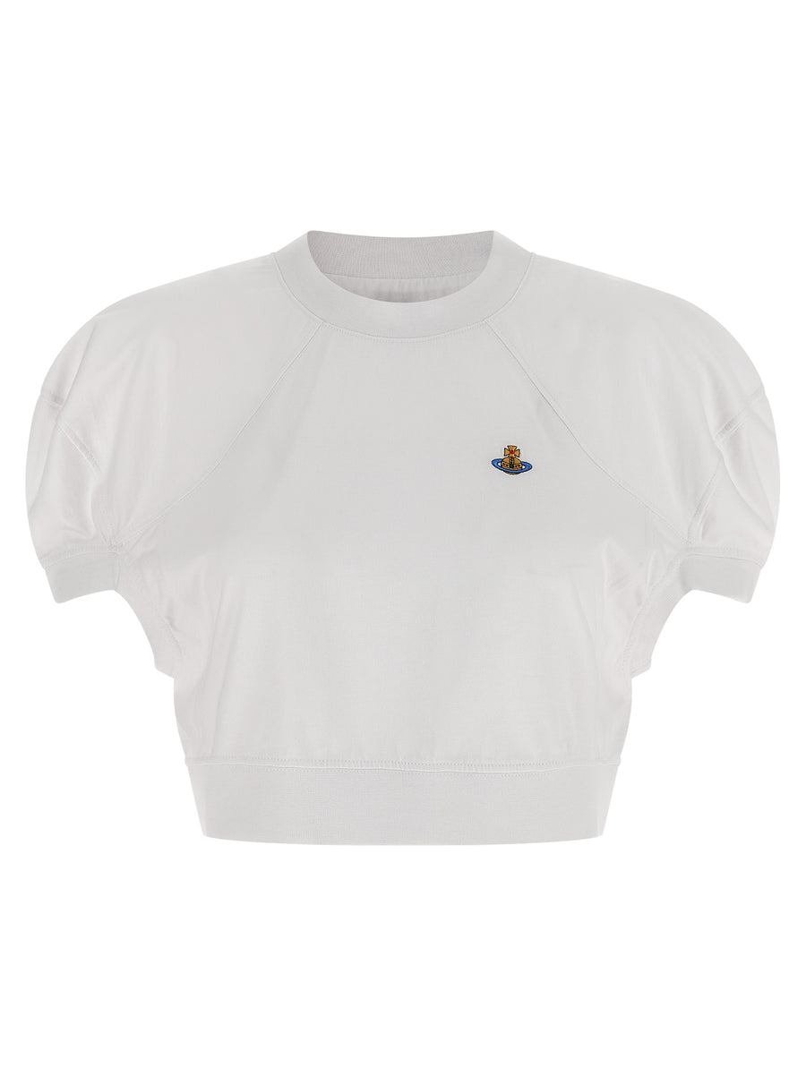 Vivienne Westwood Embroidered Orb Football Cropped Tee For Women Luxury Hundred Percent Cotton