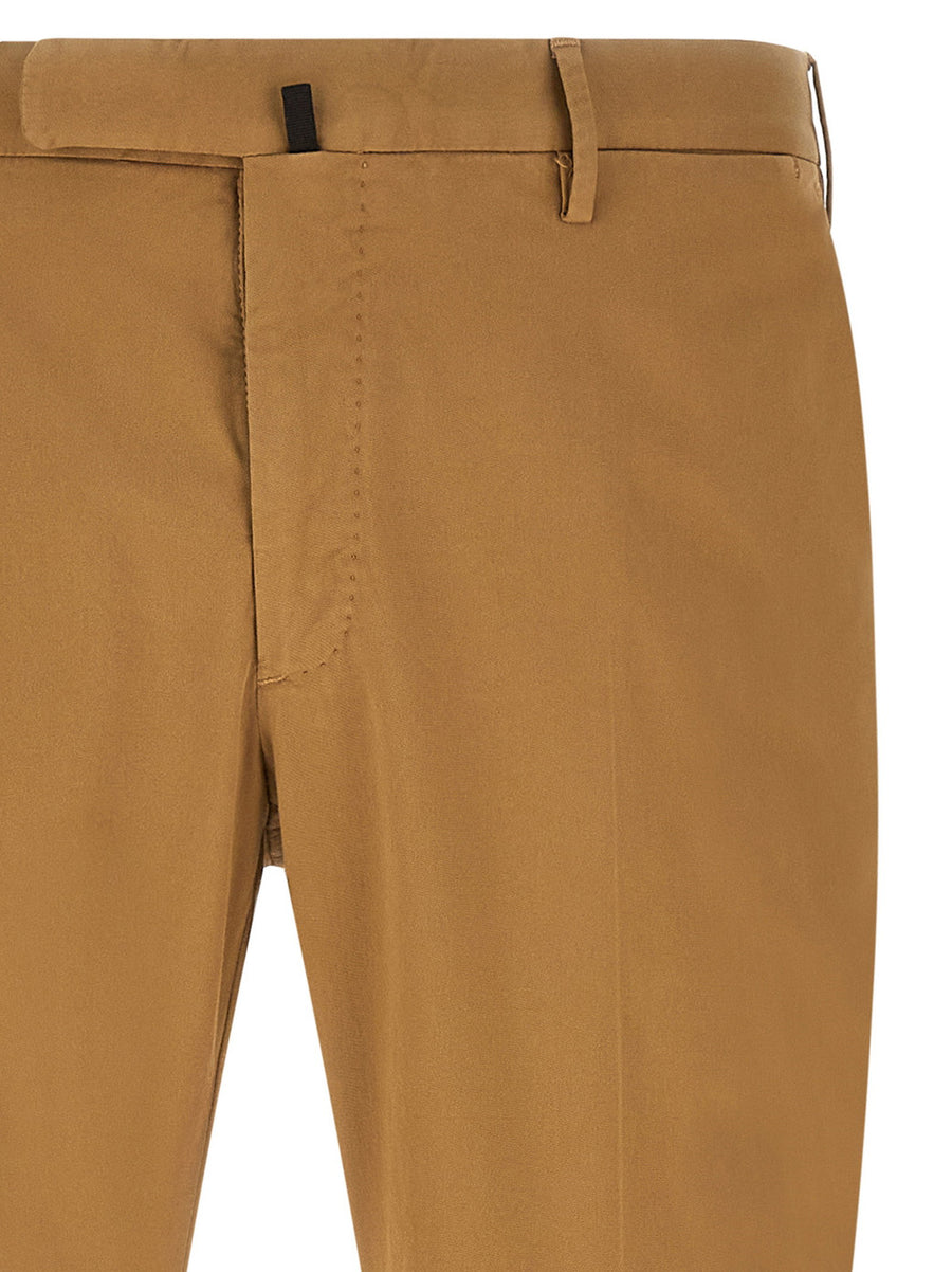 Incotex Modello 30 Pants for Men Stretch Cotton Trousers in Exclusive Royal Batavia Brown with Ironed Crease