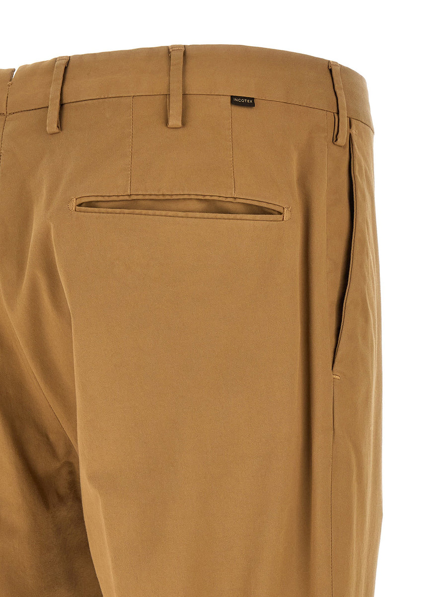 Incotex Modello 30 Pants for Men Stretch Cotton Trousers in Exclusive Royal Batavia Brown with Ironed Crease