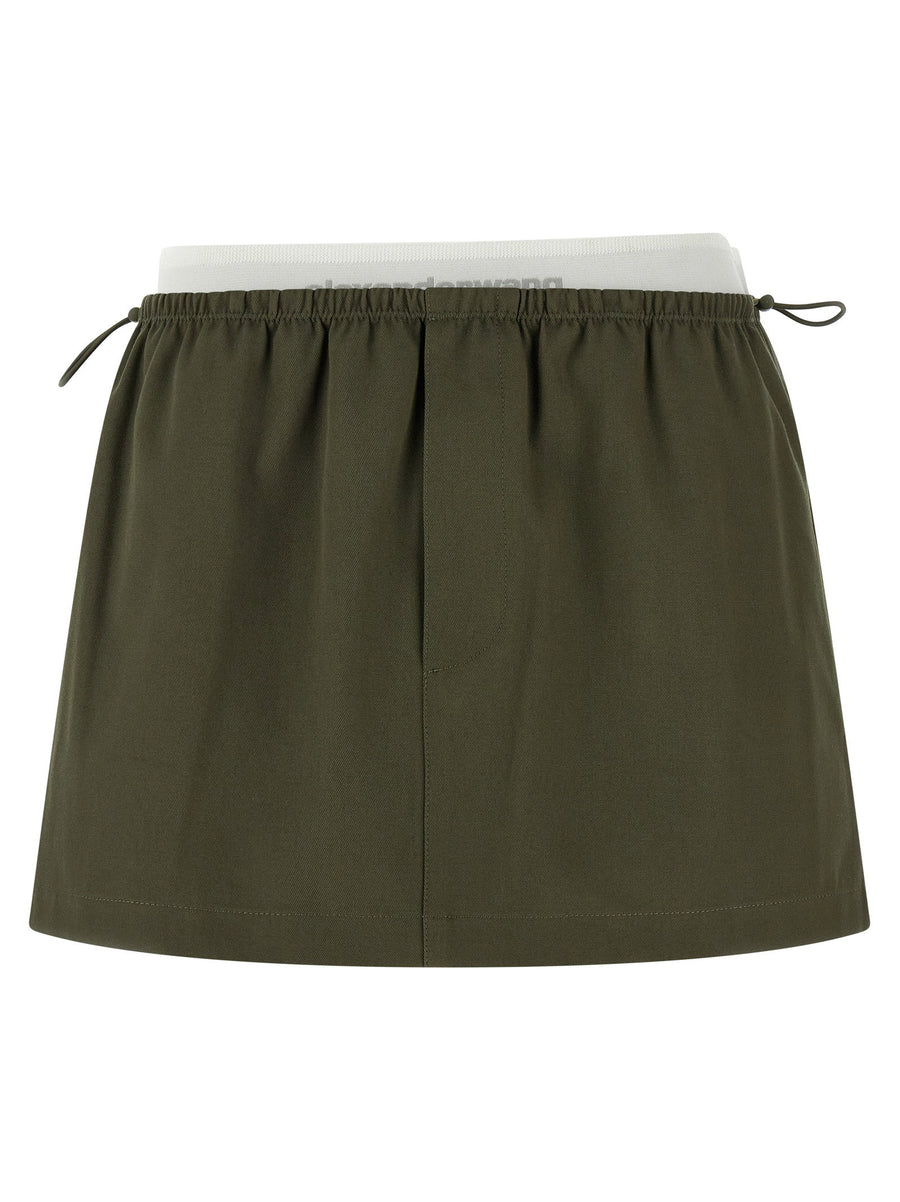 Alexander Wang Green Cotton Double Layer Waist Mini Skirt With Pockets