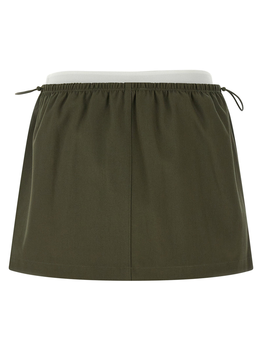 Alexander Wang Green Cotton Double Layer Waist Mini Skirt With Pockets