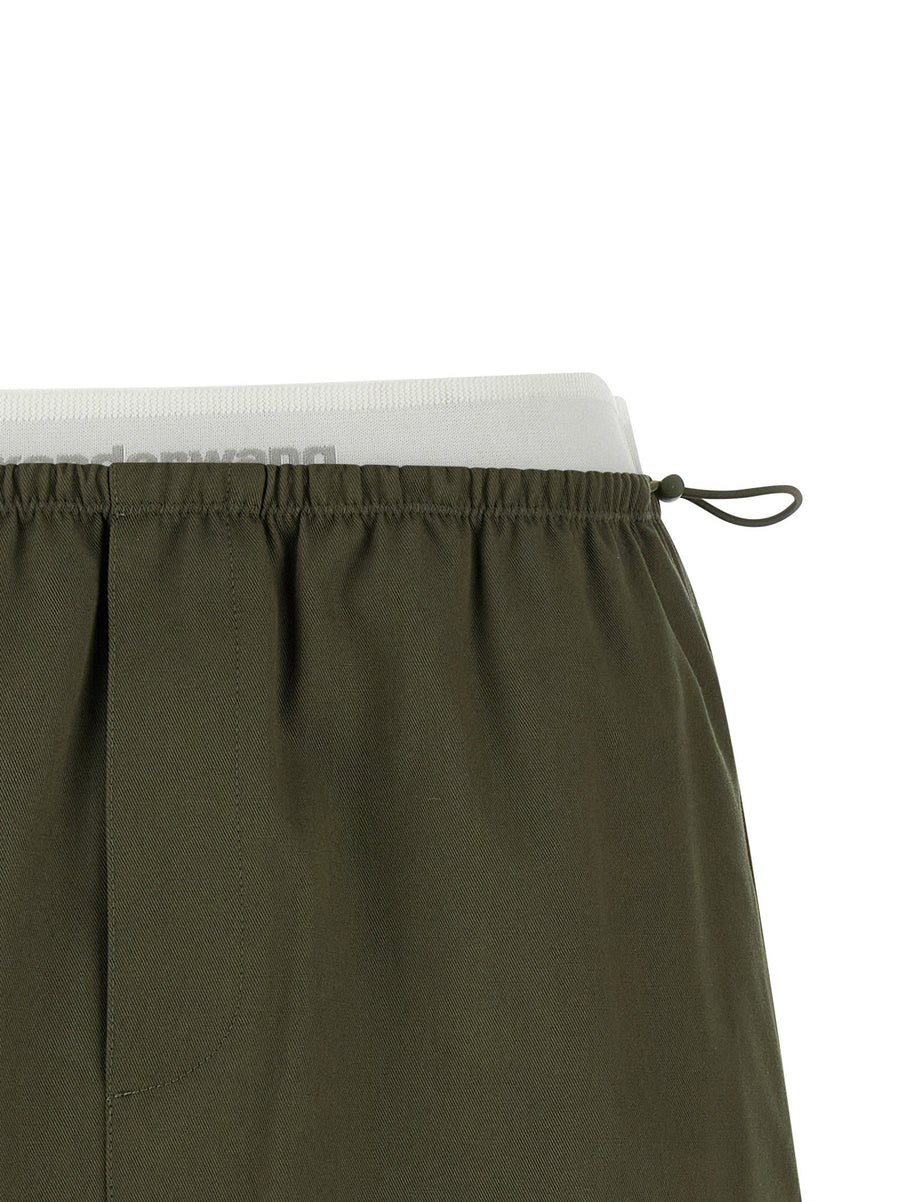 Alexander Wang Green Cotton Double Layer Waist Mini Skirt With Pockets