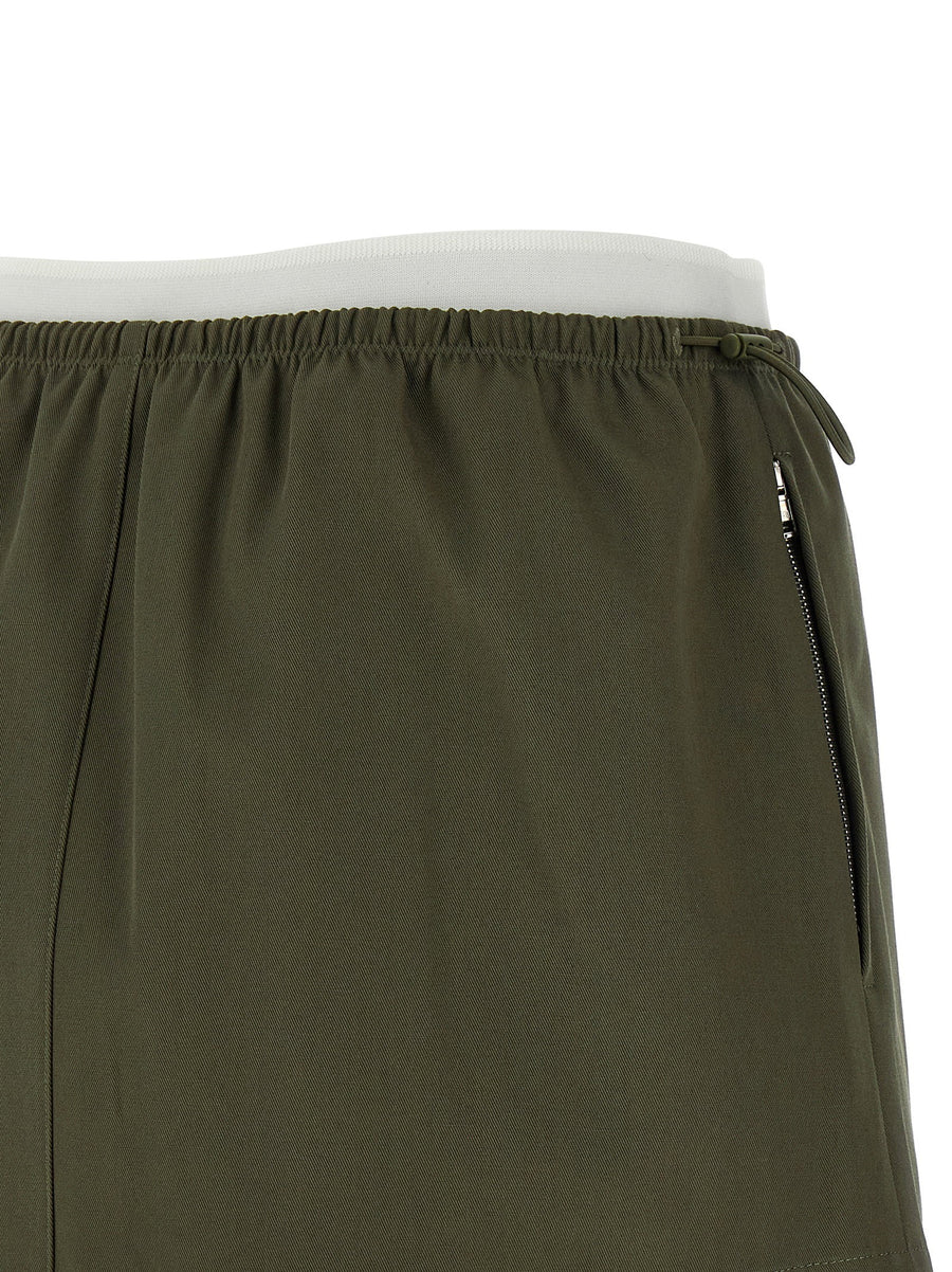 Alexander Wang Green Cotton Double Layer Waist Mini Skirt With Pockets