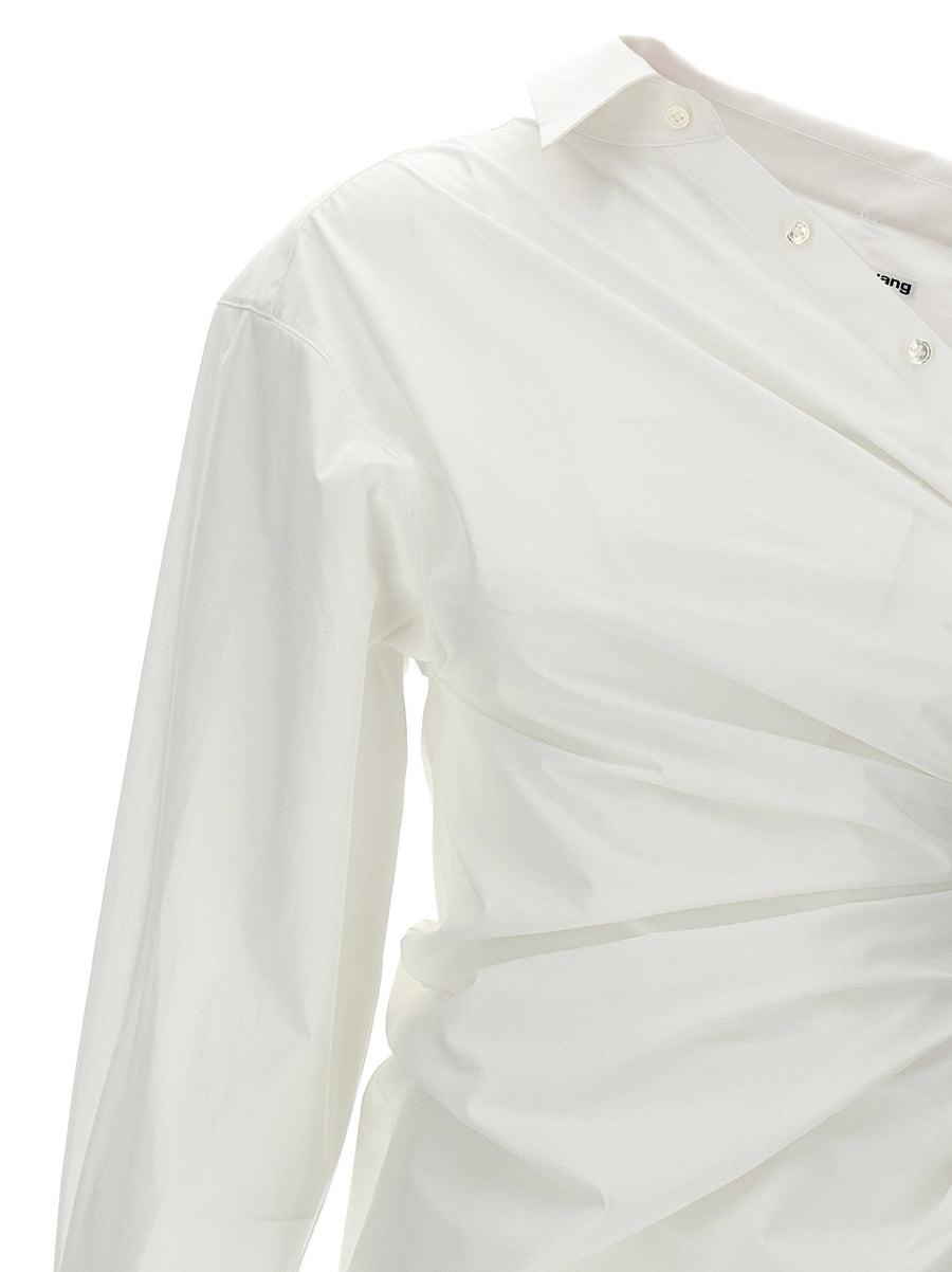 Alexander Wang One Shoulder Asymmetrical Shirt Dress in White Cotton Elastane for Women Ultra Versatile Day to Night