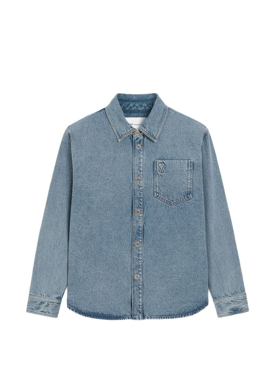 AMI PARIS Shirts LIGHT BLUE