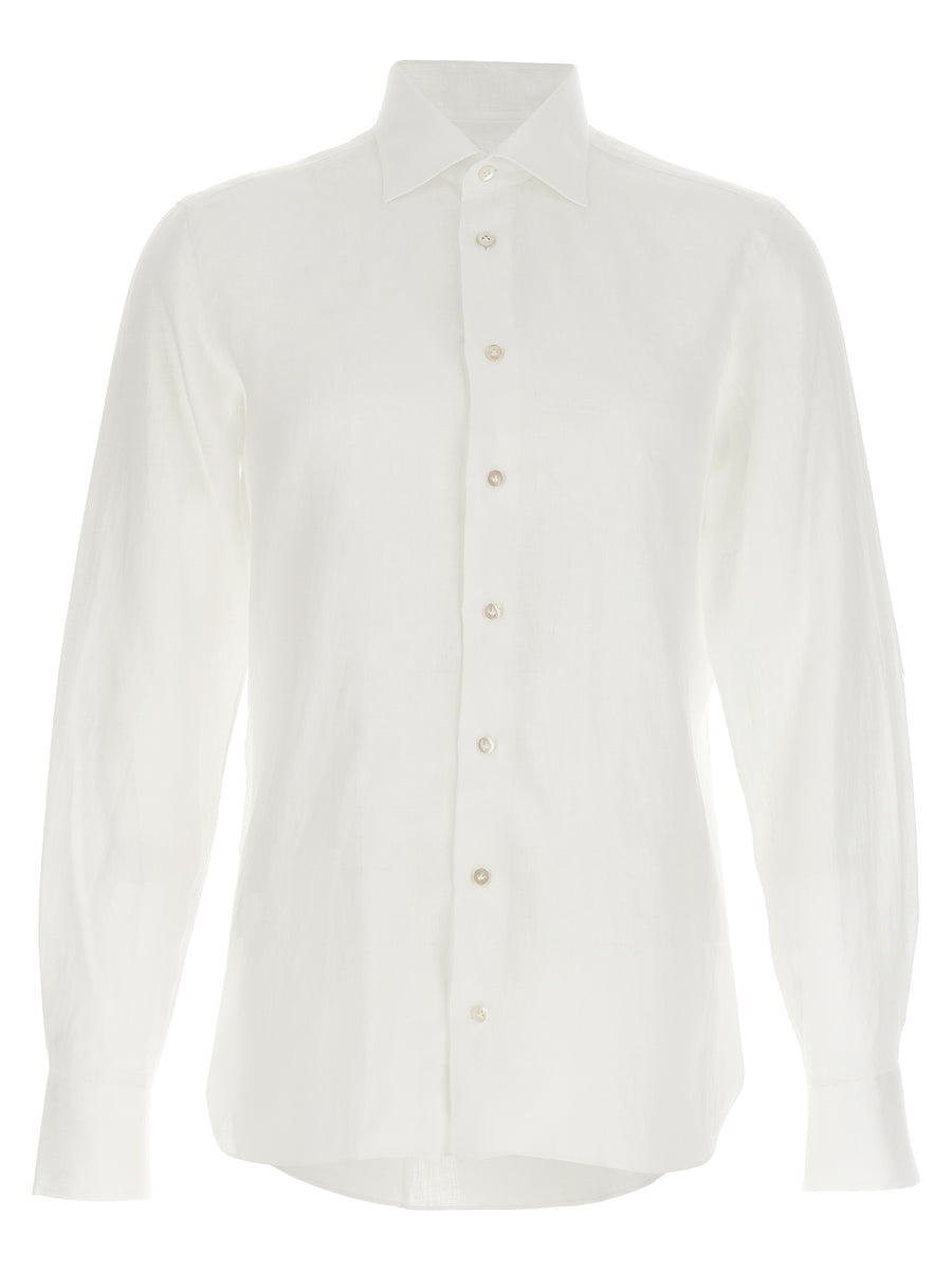 BorrielloNigel Linen Shirt for Men Breathable White Classic Fit Luxury Premium All Day Comfort