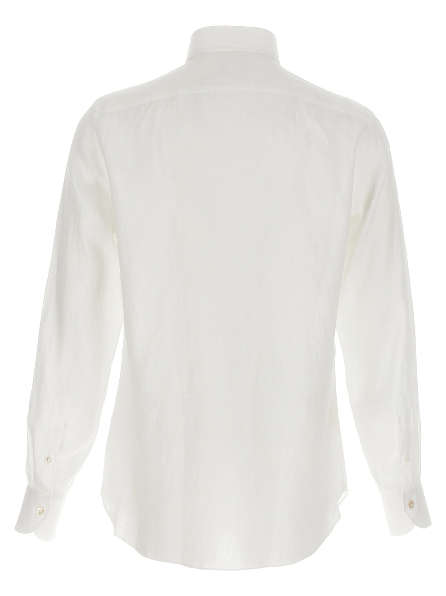 BorrielloNigel Linen Shirt for Men Breathable White Classic Fit Luxury Premium All Day Comfort
