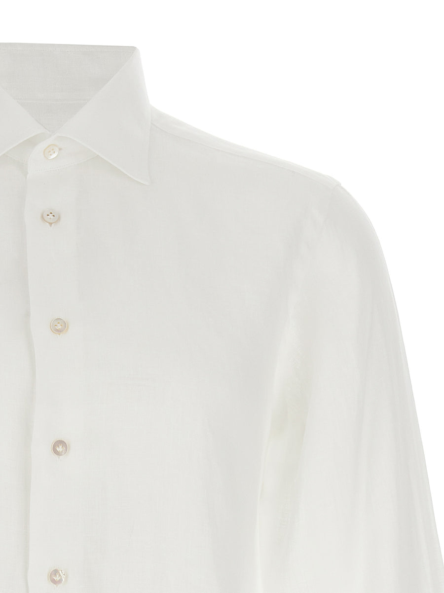 BorrielloNigel Linen Shirt for Men Breathable White Classic Fit Luxury Premium All Day Comfort