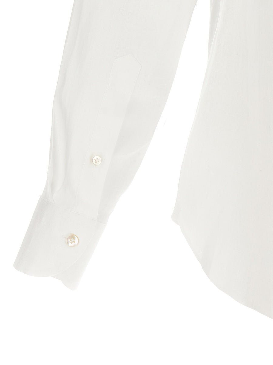 BorrielloNigel Linen Shirt for Men Breathable White Classic Fit Luxury Premium All Day Comfort