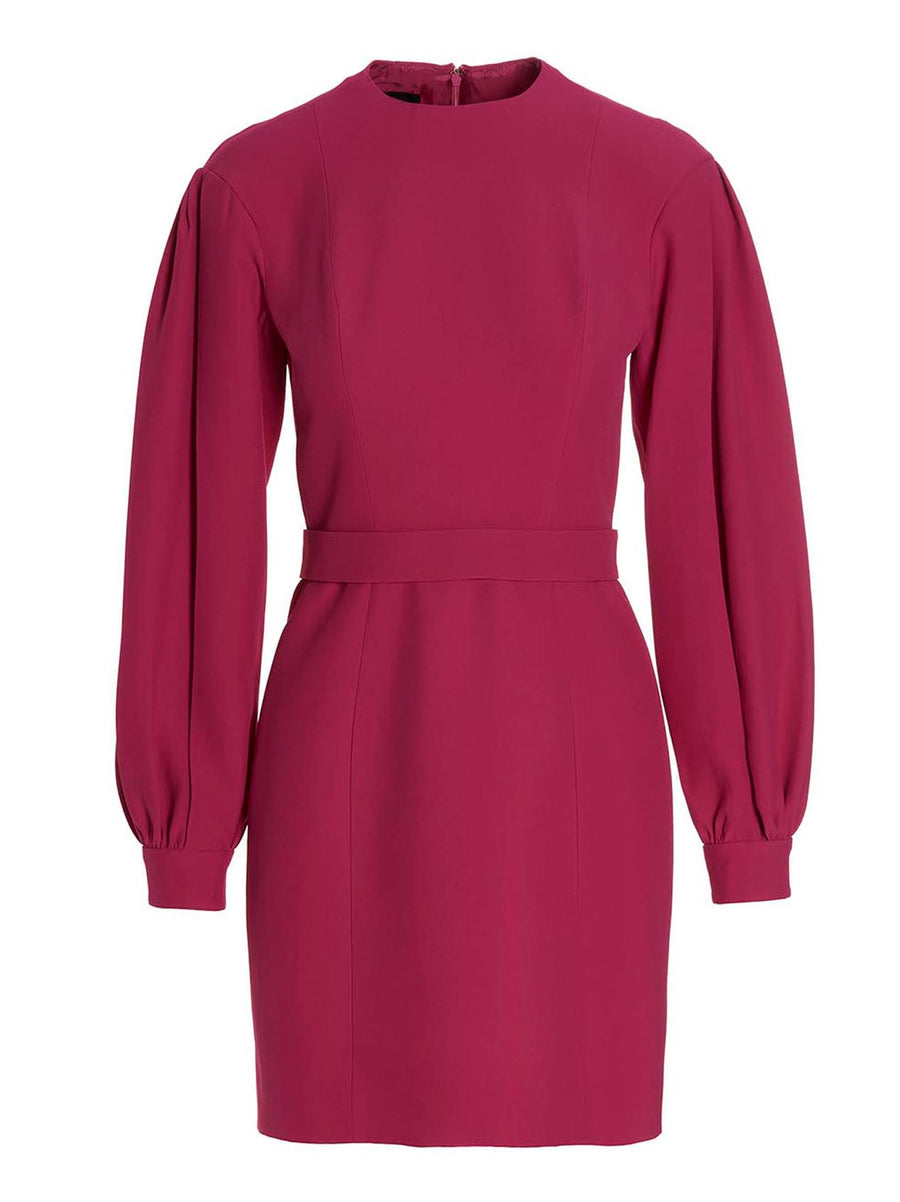 Giovanni Bedin Cady Dress Fuchsia With Waist Defining Band And Puff Sleeves For Women
