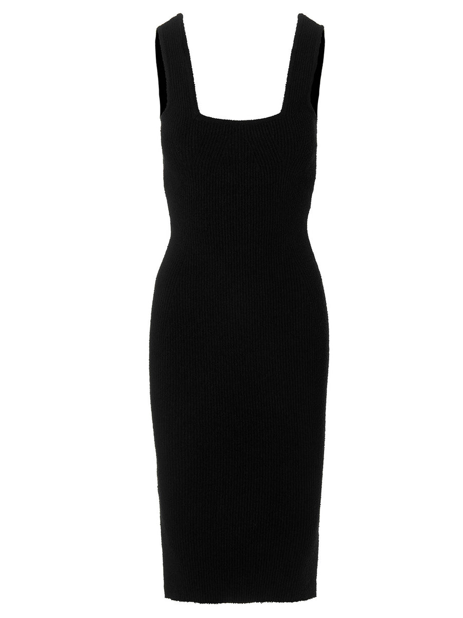 Knit Midi Dress Wardrobe.NYC Textured Cozy Knit With Square Front Neckline And Back Scoop For Women