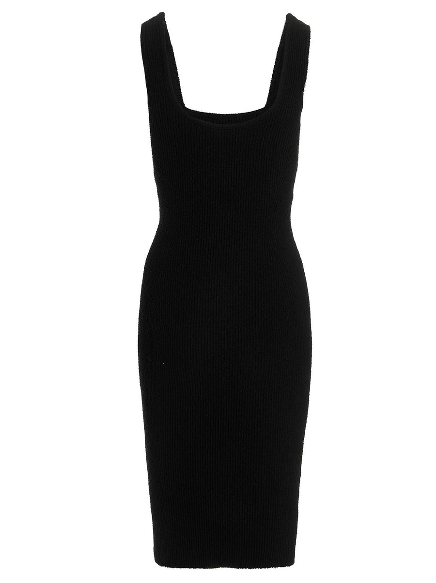 Knit Midi Dress Wardrobe.NYC Textured Cozy Knit With Square Front Neckline And Back Scoop For Women