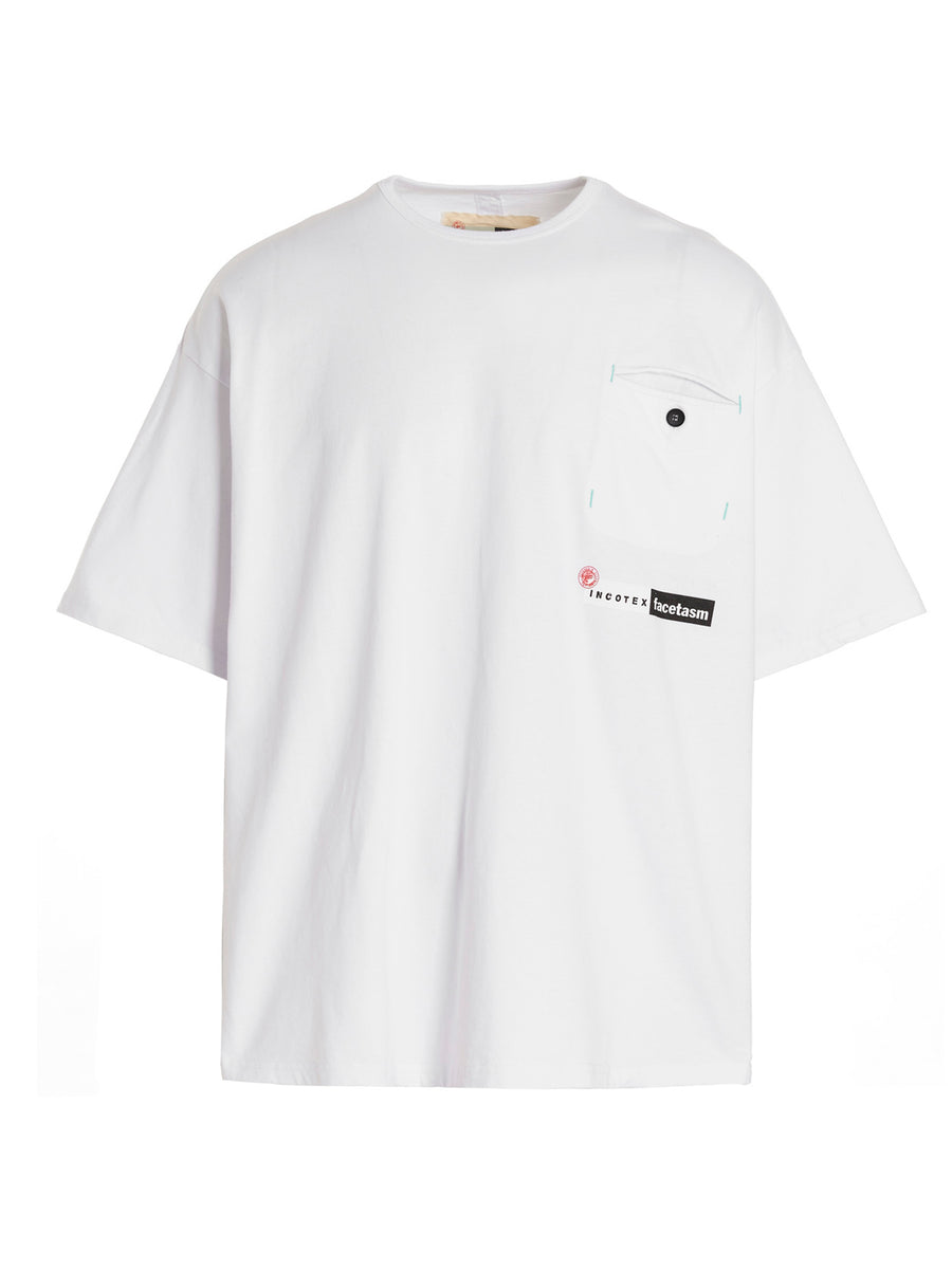 Incotex Red X Facetasm Premium Logo Printed T Shirt For Men Oversize Hundred Percent Cotton Crew Neck Chest Pocket