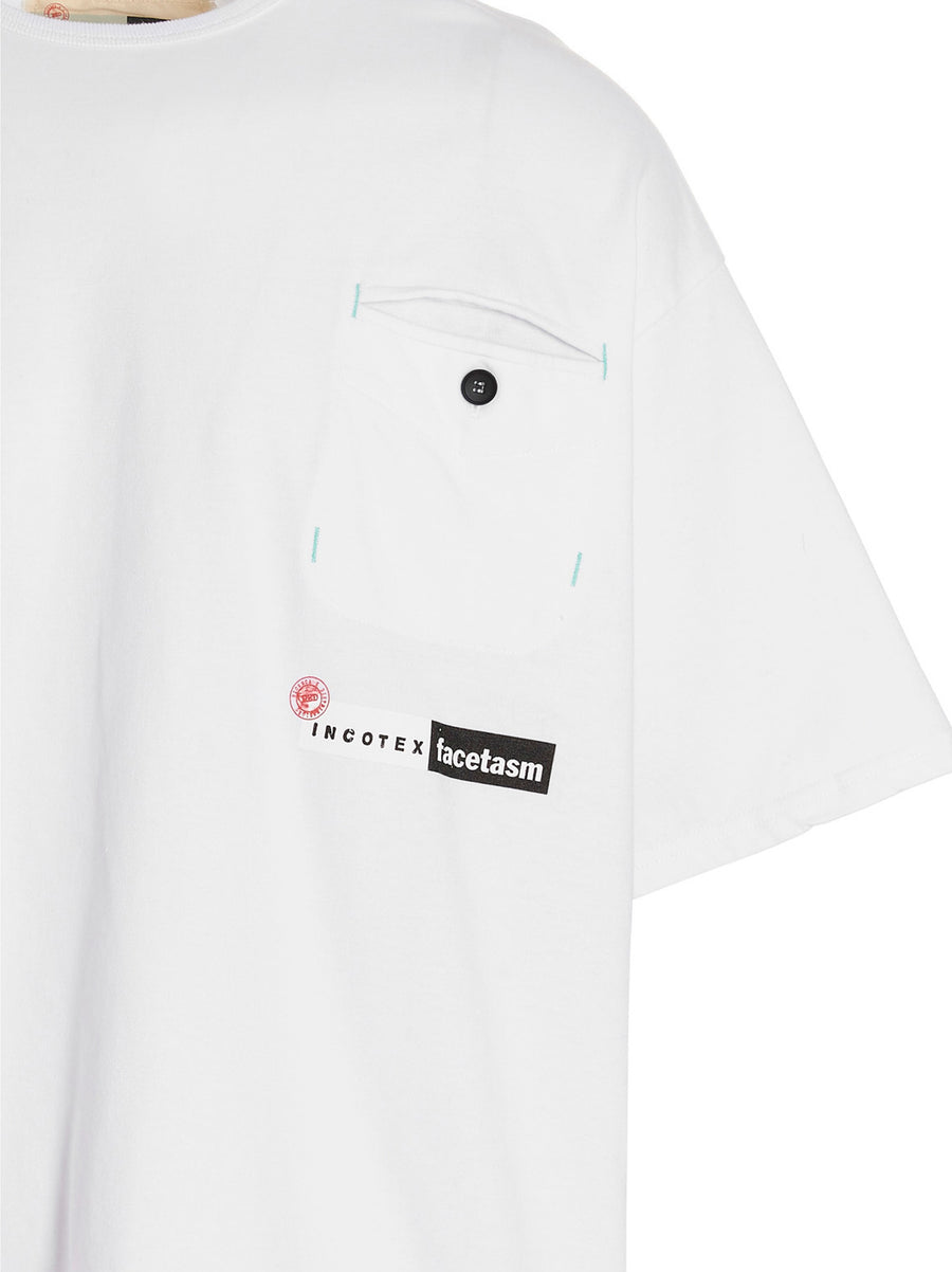 Incotex Red X Facetasm Premium Logo Printed T Shirt For Men Oversize Hundred Percent Cotton Crew Neck Chest Pocket