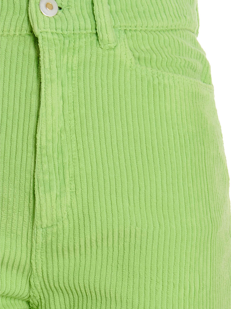 Wandler Rose Pants Green Cotton Corduroy High Waist Straight Leg Trousers For Women