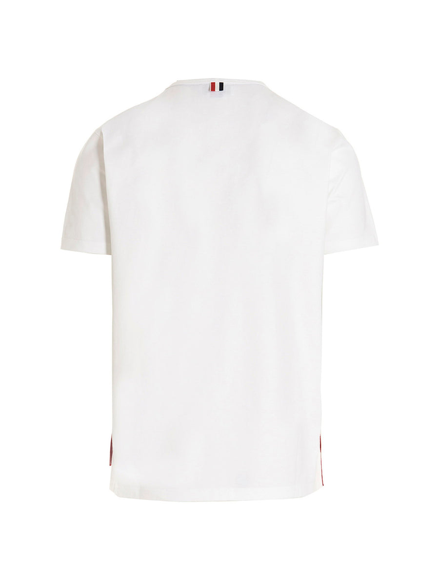 Thom Browne Logo Band Jersey T Shirt For Men White Cotton