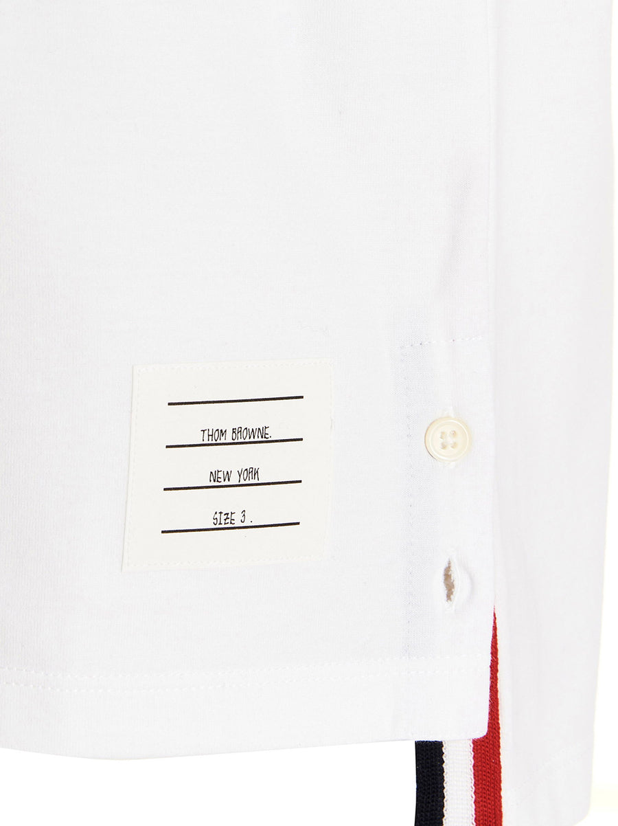 Thom Browne Logo Band Jersey T Shirt For Men White Cotton