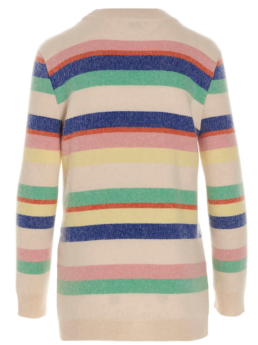 Mixik Cashmere Striped Sweater For Women Luxurious Soft Warmth Crewneck Knitwear