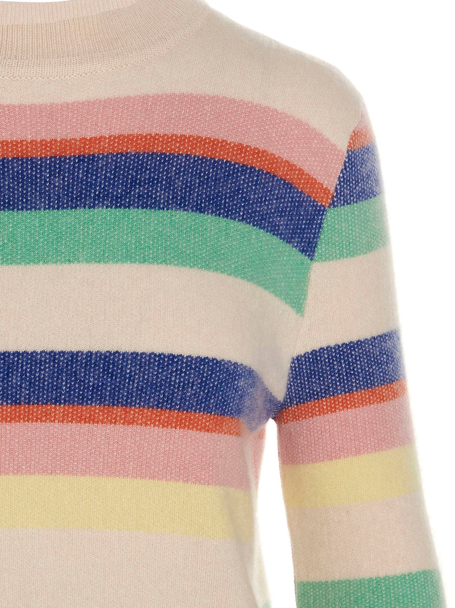Mixik Cashmere Striped Sweater For Women Luxurious Soft Warmth Crewneck Knitwear