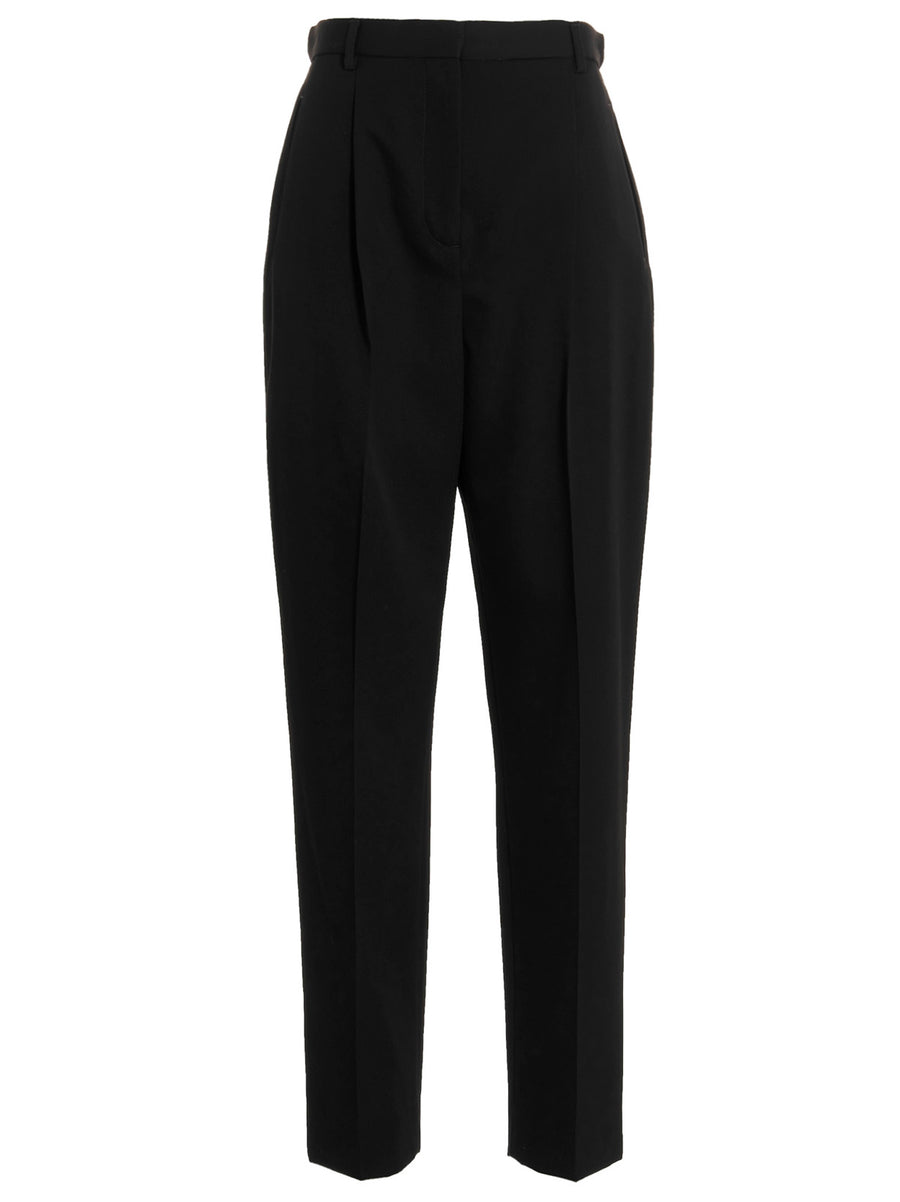 Tory Burch Wool Twill Pants For Women Polished Tailored Fit Pin Tucks And Pockets