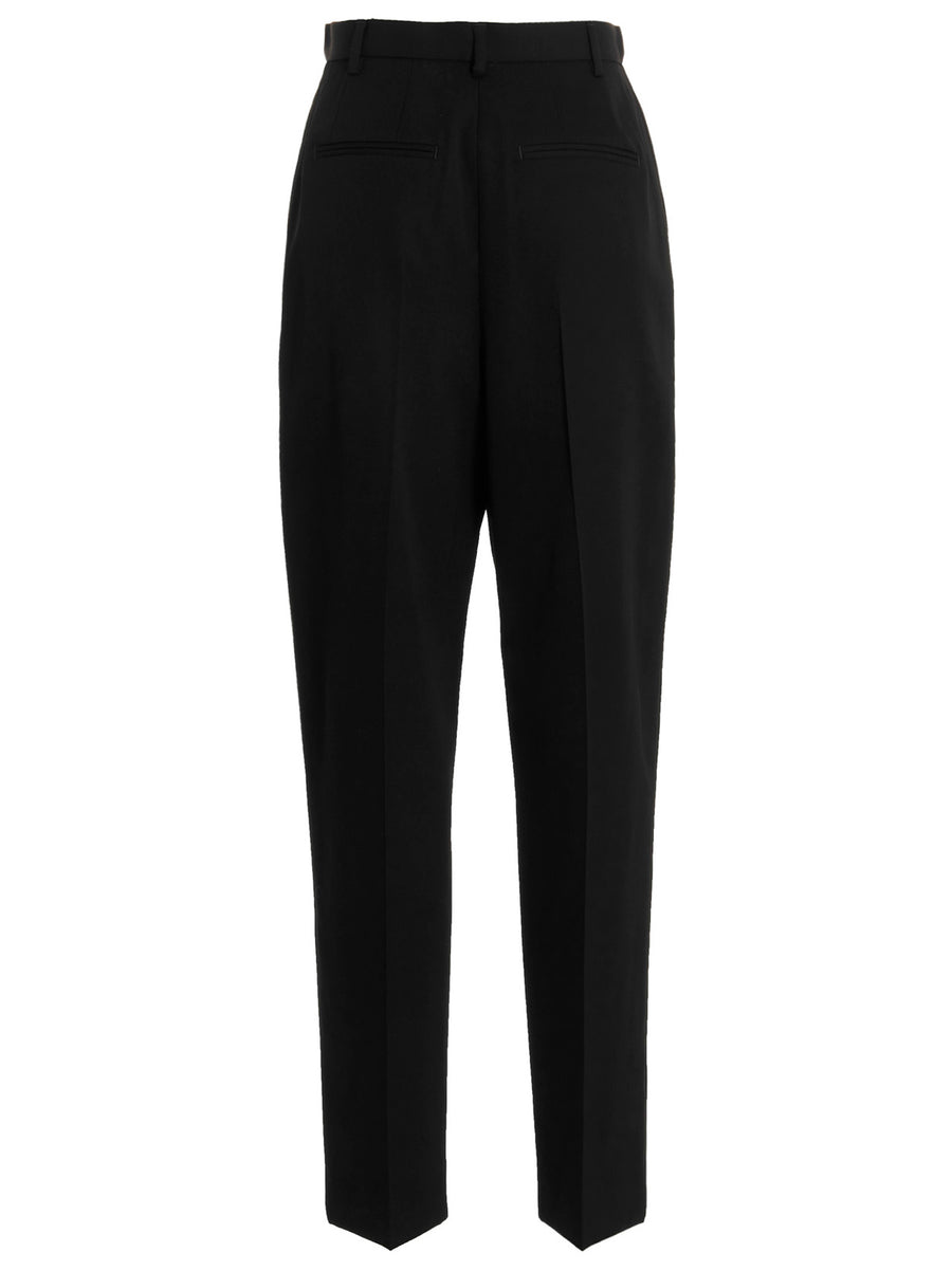 Tory Burch Wool Twill Pants For Women Polished Tailored Fit Pin Tucks And Pockets