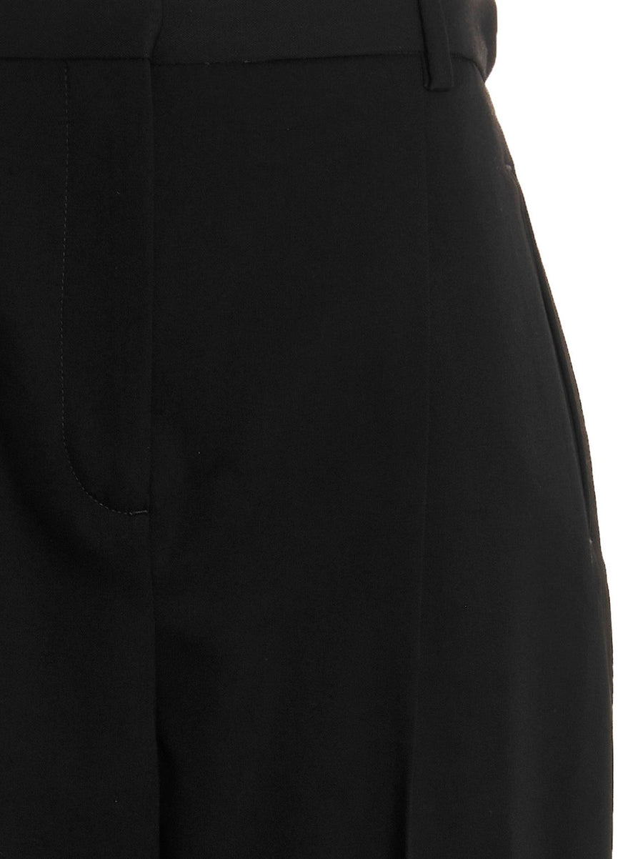 Tory Burch Wool Twill Pants For Women Polished Tailored Fit Pin Tucks And Pockets