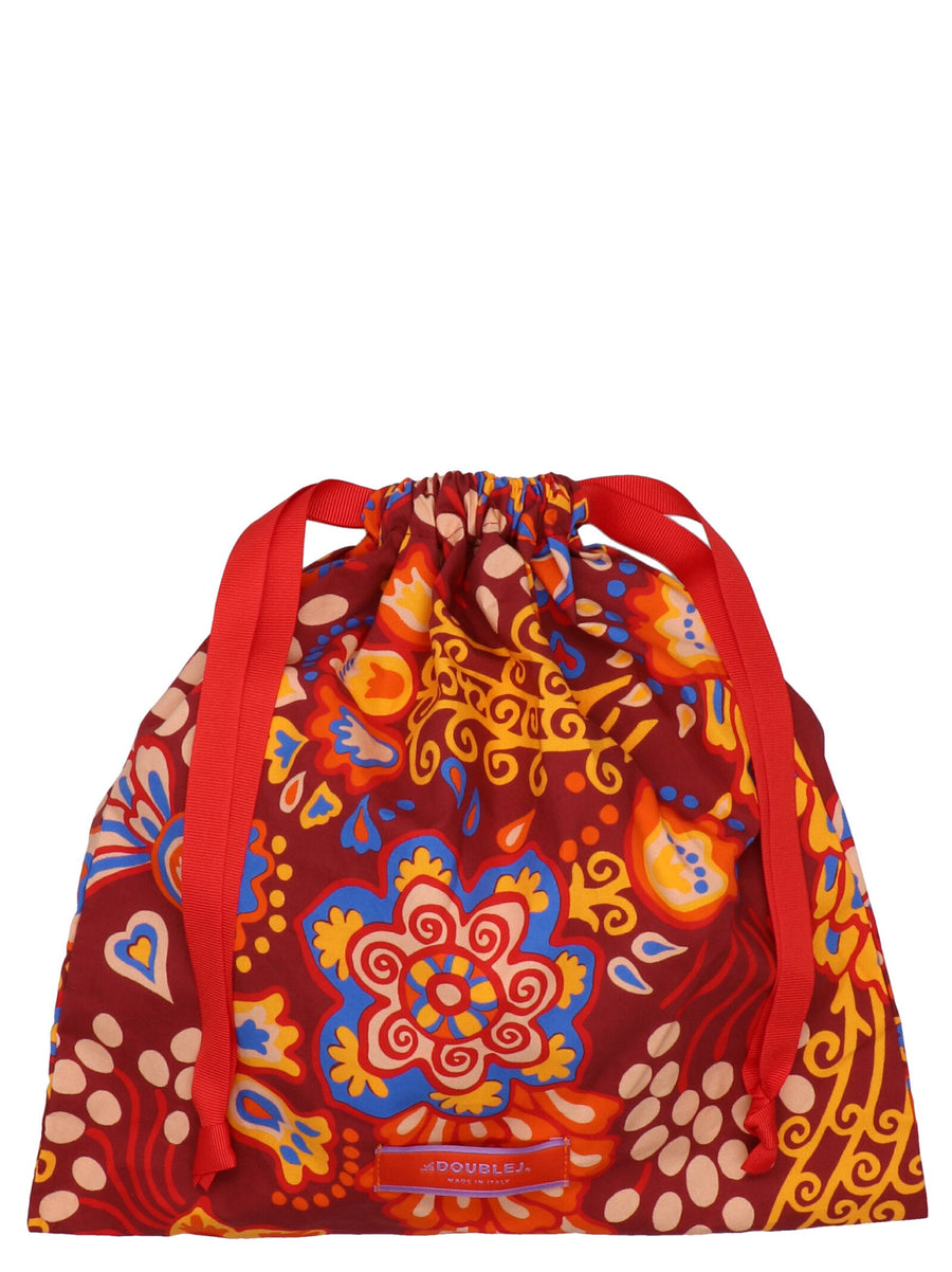 La Double J Ruffle Bikini Top Multicolor Print Lux Secure Hook Closure for Women