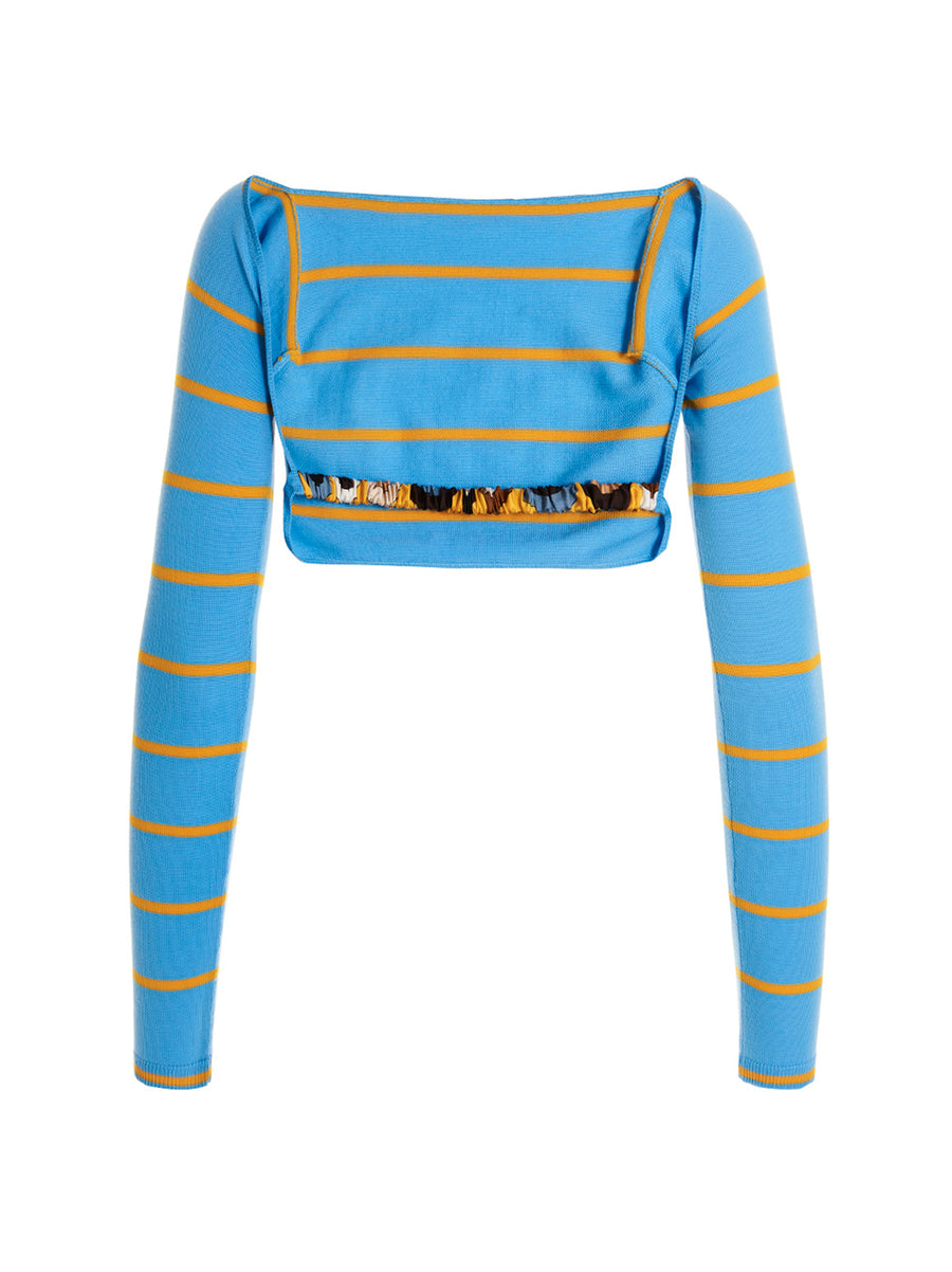Emilio Pucci Cut-Out Cropped Wool Sweater for Women Luxe Back-Detail Silk Elastic Knit