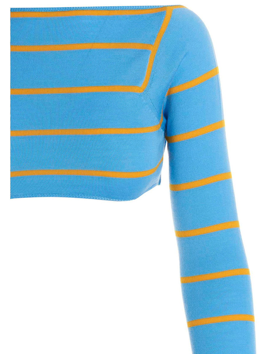 Emilio Pucci Cut-Out Cropped Wool Sweater for Women Luxe Back-Detail Silk Elastic Knit