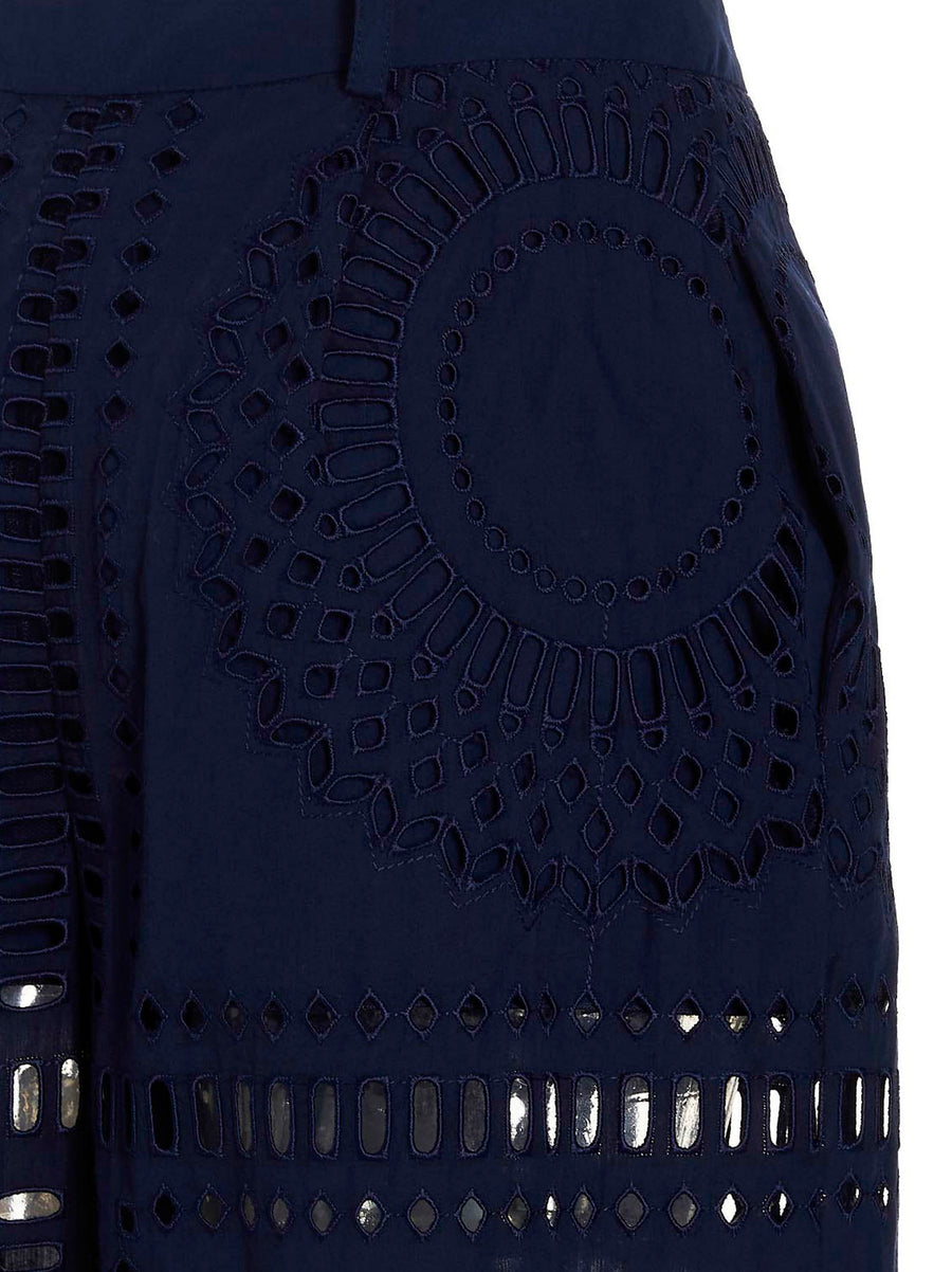 Alberta Ferretti Embroidered Cotton Pants