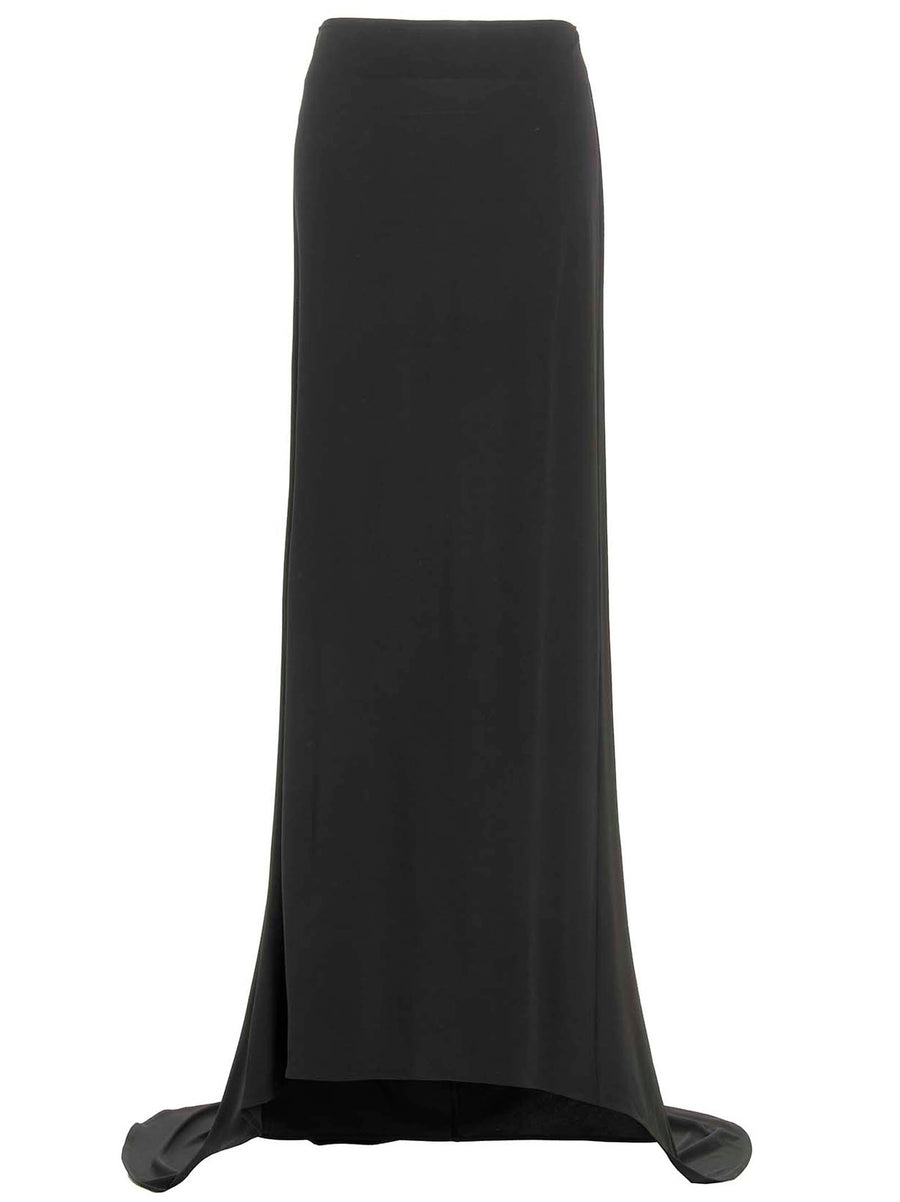 Magda Butrym Asymmetrical Long Skirt Luxury Black Viscose Stretch Back Zip For Women
