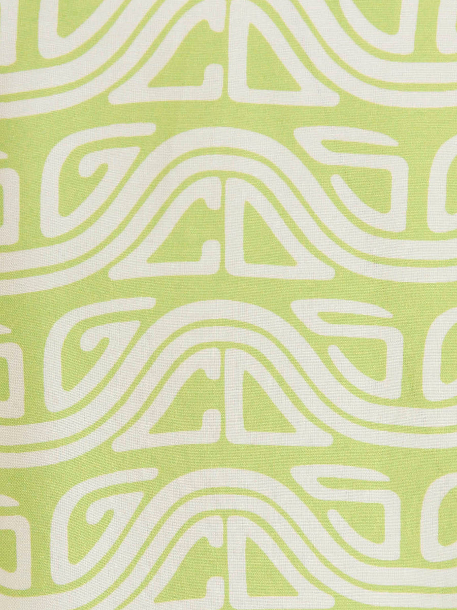 Gcds Waved Logo Shirt For Men Lightweight Green 100 Percent Viscose Silky Drape Allover Waved Logo Print Luxurious