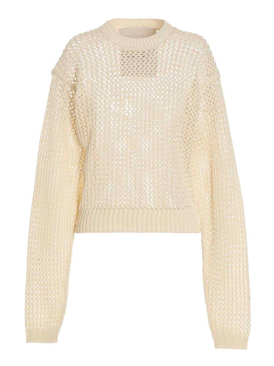 Ramael Bio Cable See Through Knit Sweater For Women 100 Percent Cotton Breathable Lightweight Cuffed Sleeves