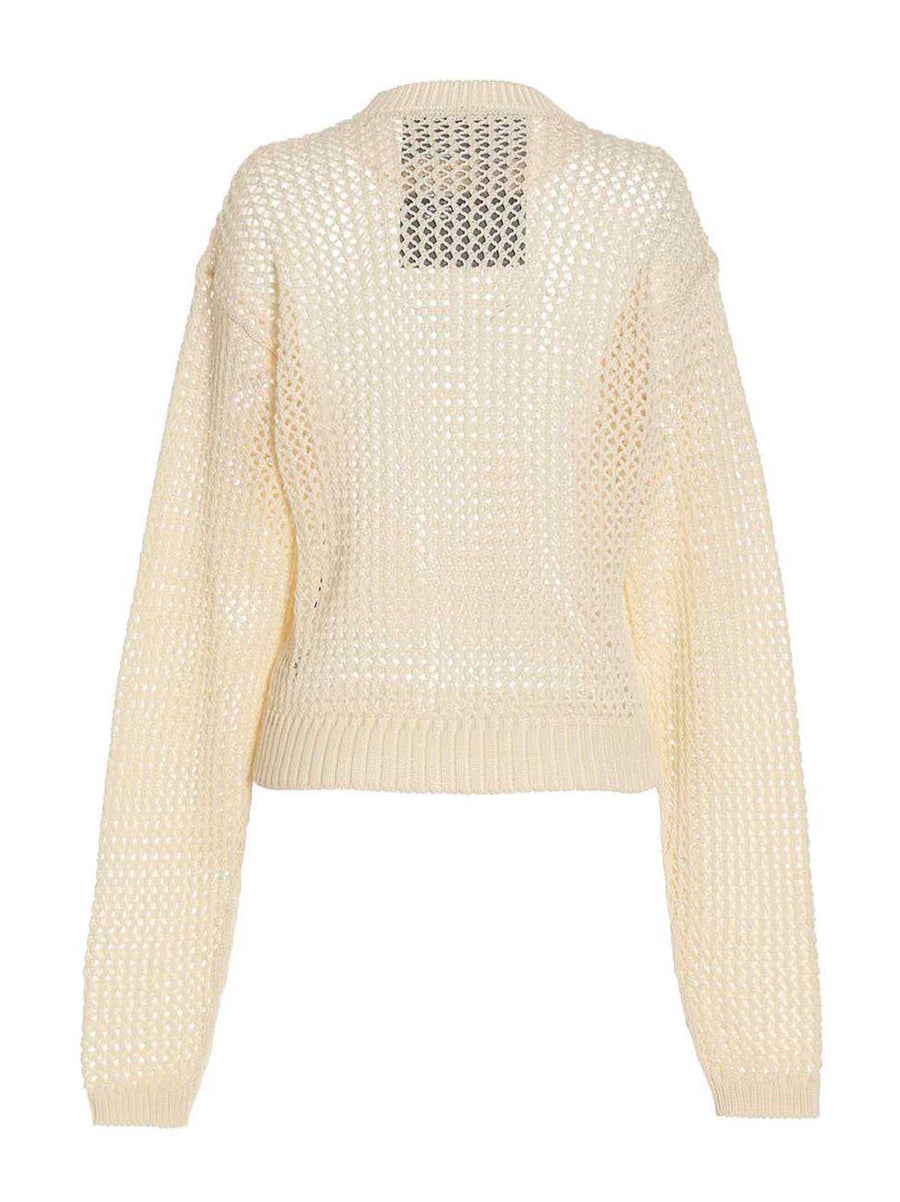 Ramael Bio Cable See Through Knit Sweater For Women 100 Percent Cotton Breathable Lightweight Cuffed Sleeves
