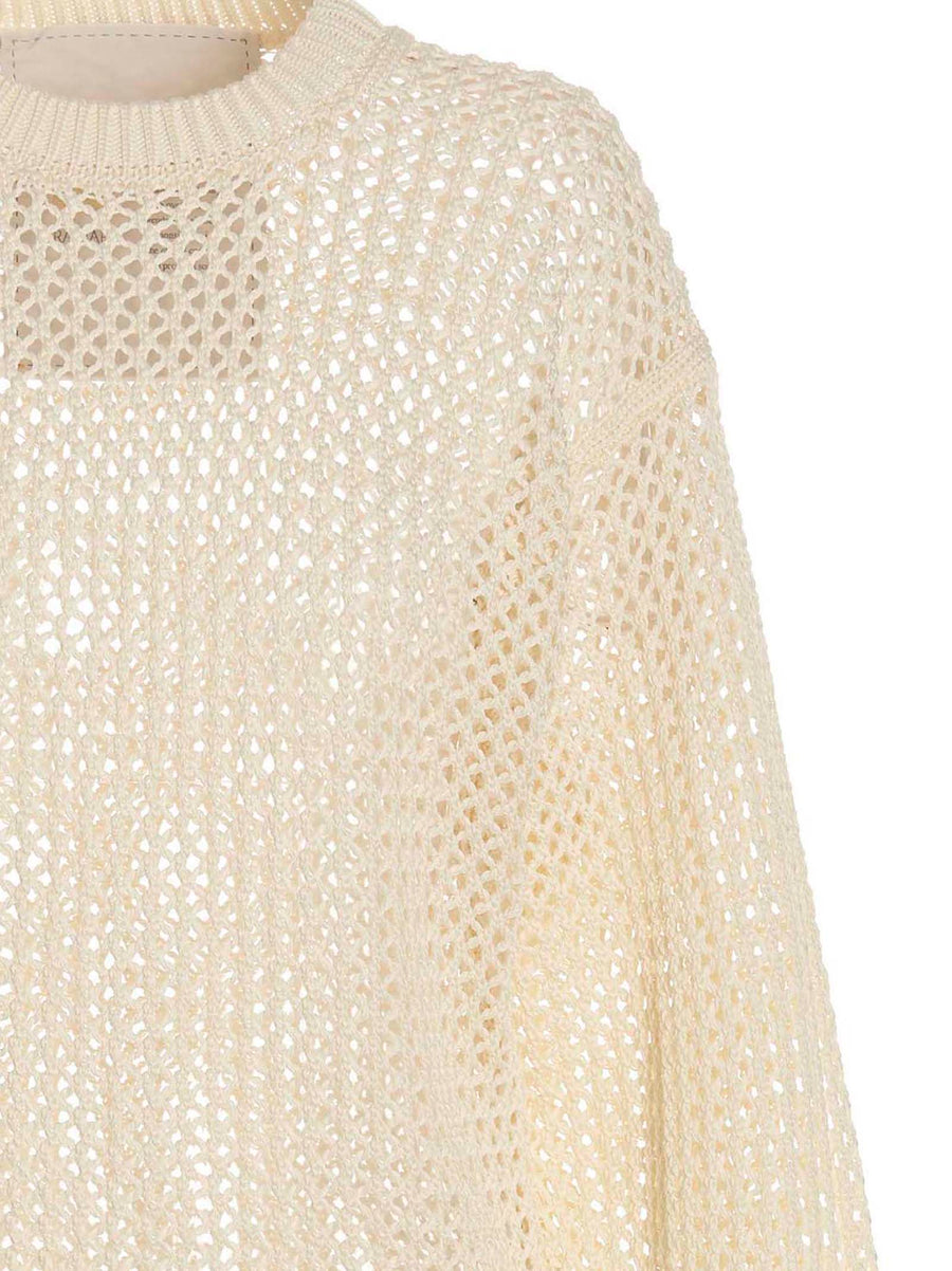 Ramael Bio Cable See Through Knit Sweater For Women 100 Percent Cotton Breathable Lightweight Cuffed Sleeves
