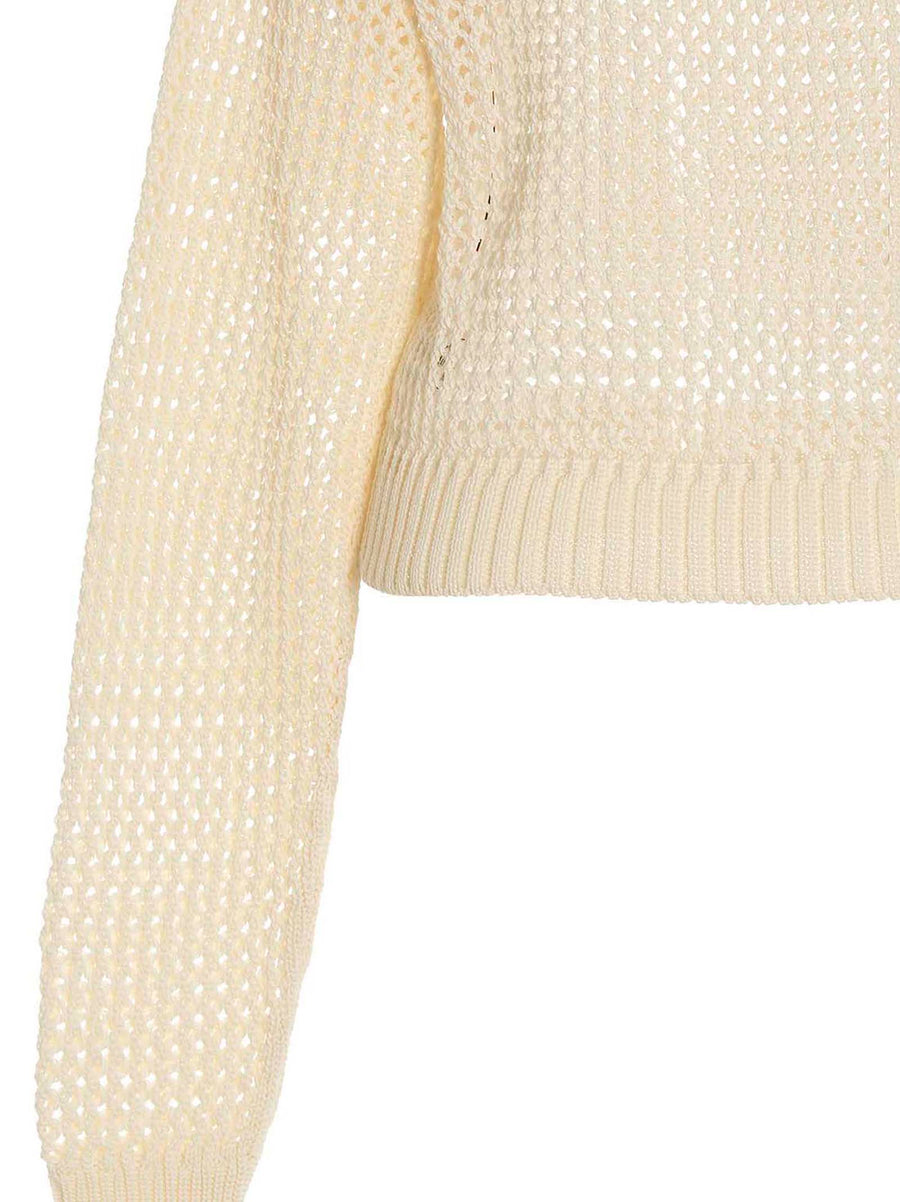Ramael Bio Cable See Through Knit Sweater For Women 100 Percent Cotton Breathable Lightweight Cuffed Sleeves