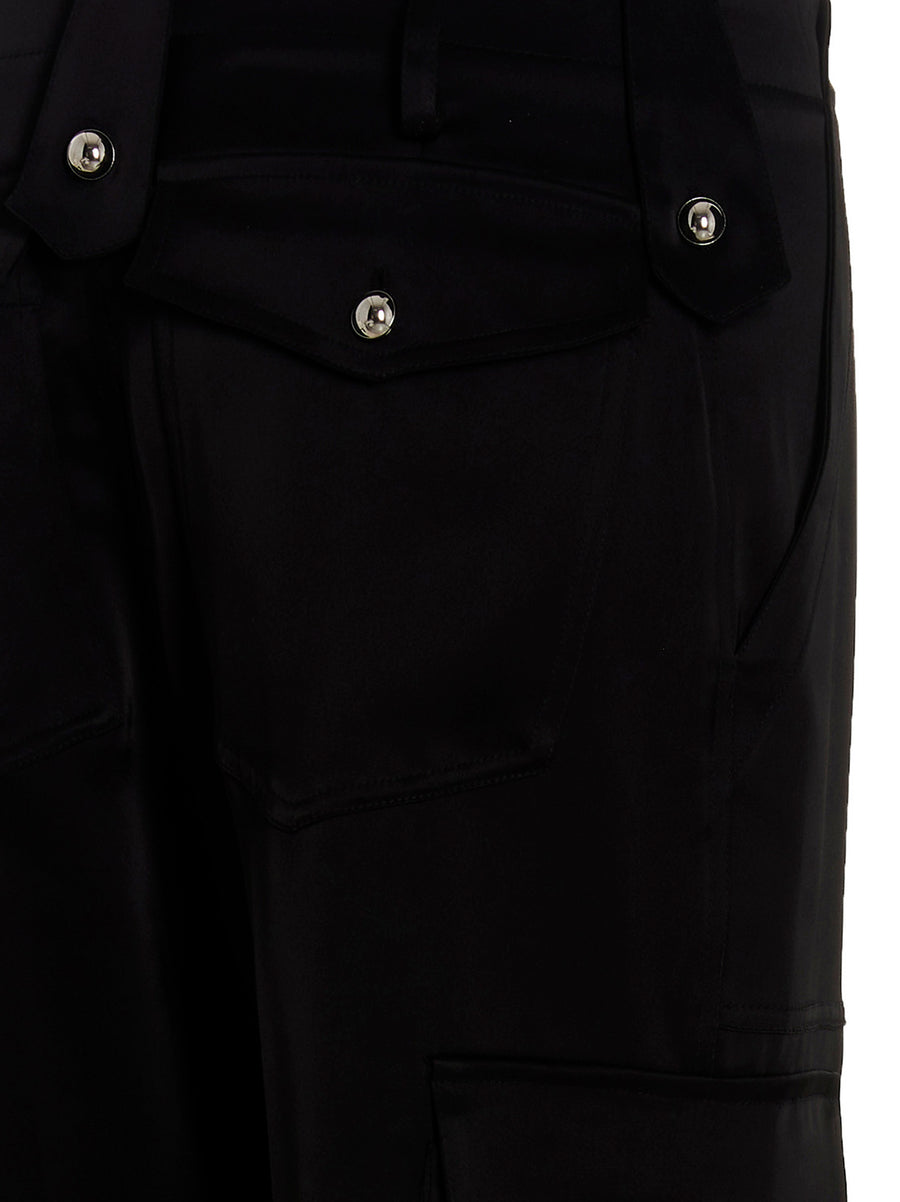 David Koma Satin Cargo Pants For Women Lux Satin Finish With Multi Pocket Detailing Day To Night Ready