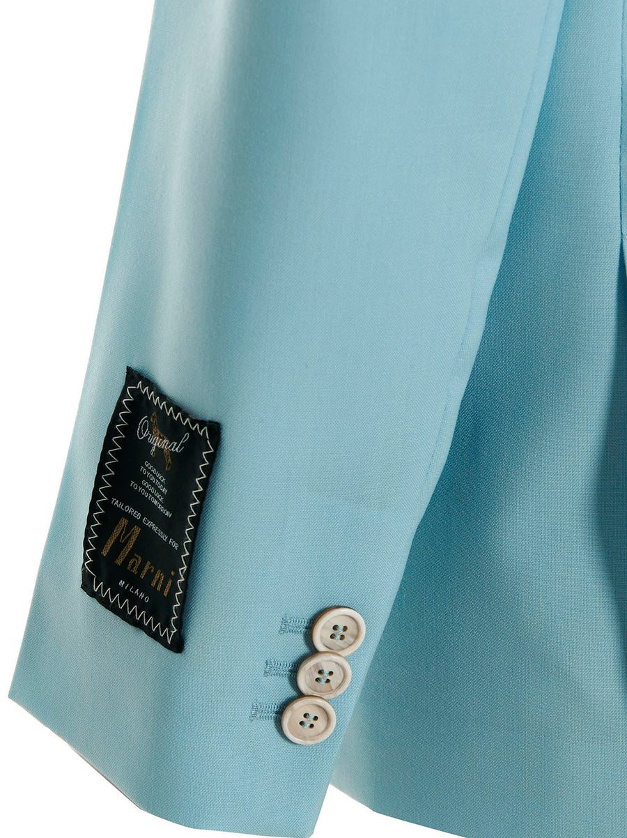 Marni Light Blue Virgin Wool Single Breasted Blazer for Women Polished Tailoring and Versatility